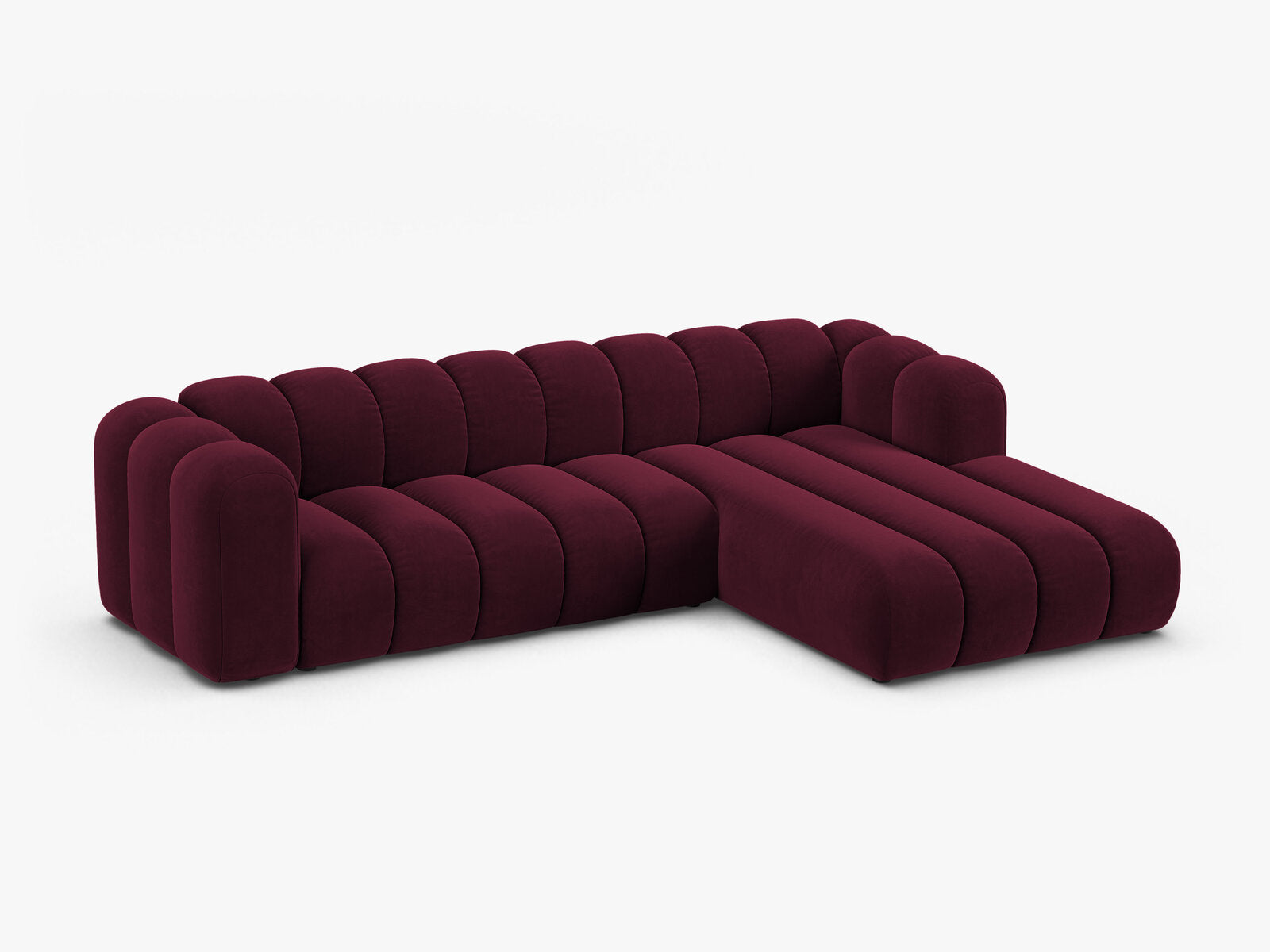 Micadoni Modulares Ecksofa Lupine 4-Sitzer Samt Venus Burgunder Rechts