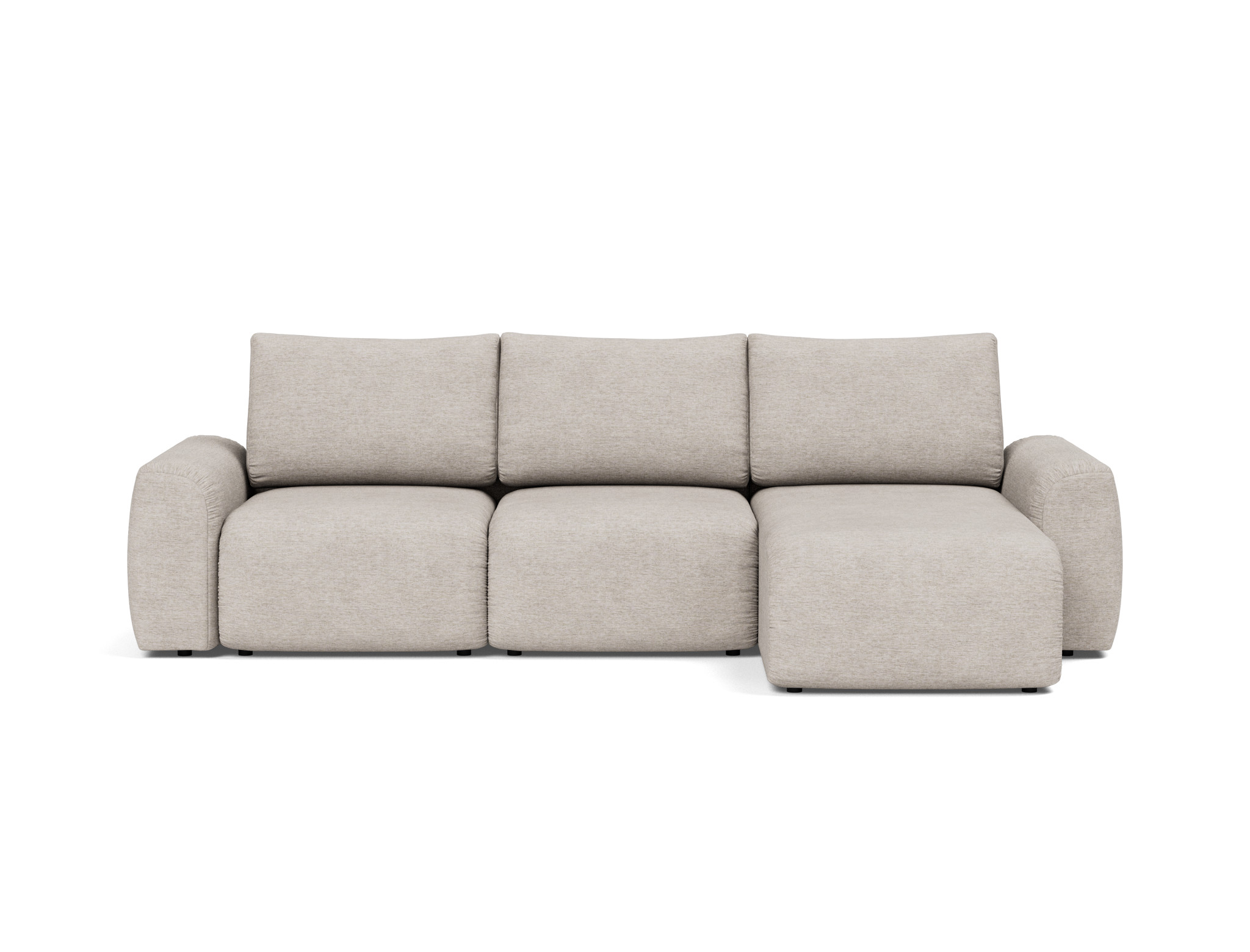 Schlafsofa Norum mit Chaiselongue und Chunky-Armlehnen Chenille Yuveno 471-Sand