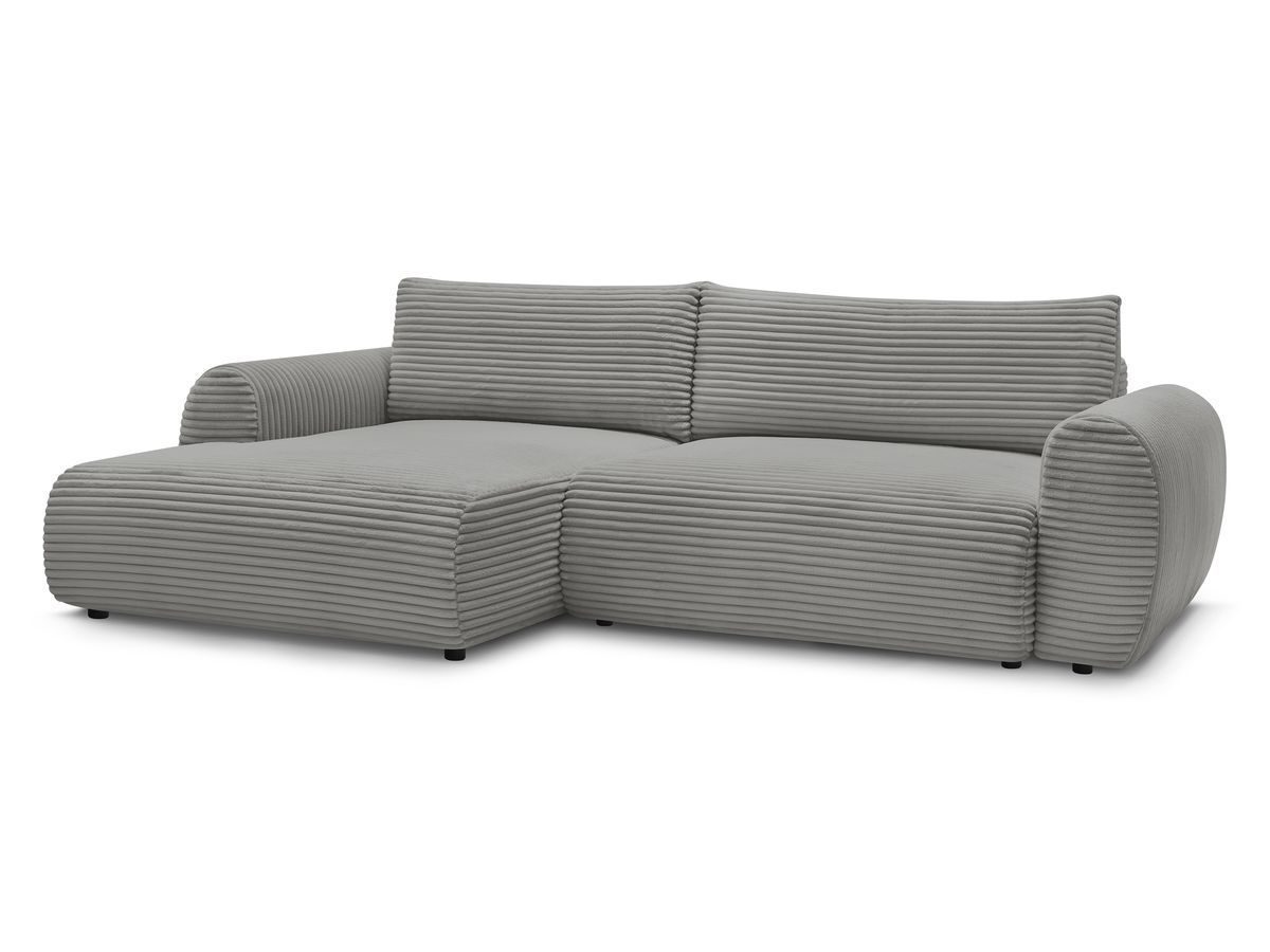 Bobochic Lucien Ecksofa mit Schlaffunktion und Bettkasten 314 × 167 cm Breitcord weich Dunkelgrau Ecke links