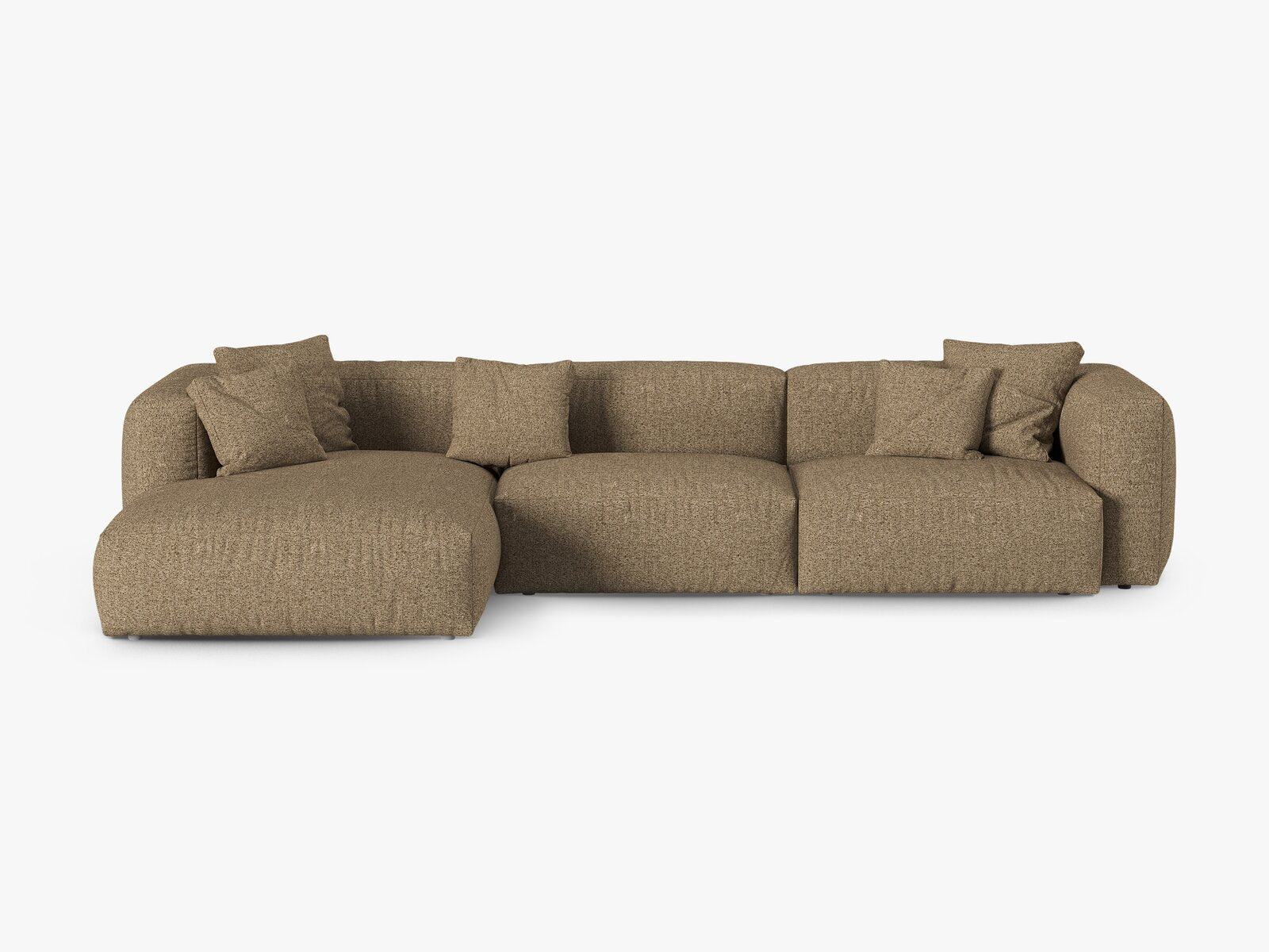 Micadoni Ecksofa Martina 3-Sitzer 90cm Sitztiefe Links Boucle Monet Cappuccino