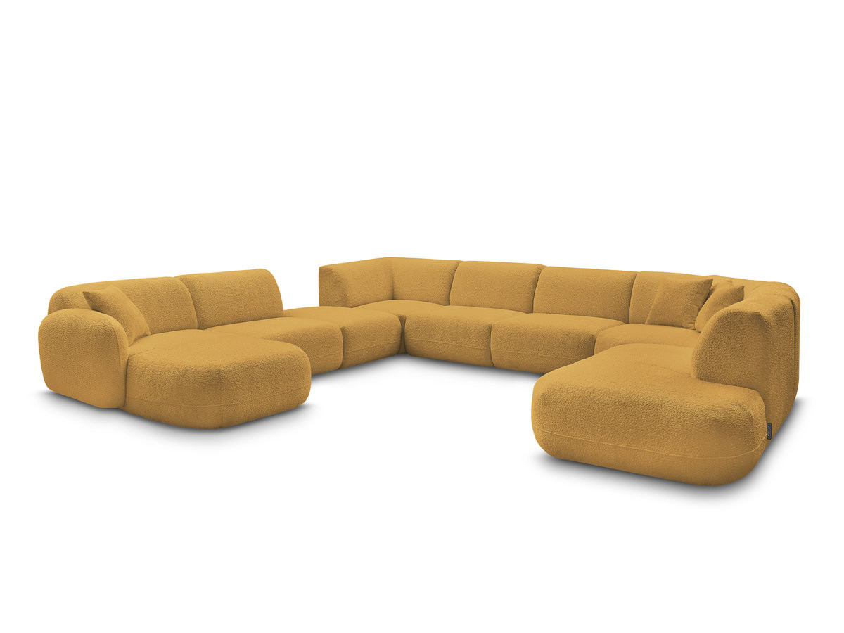 Bobochic Anda Wohnlandschaft mit Pouf 396 × 357 cm Chenille Gelb Ecke links