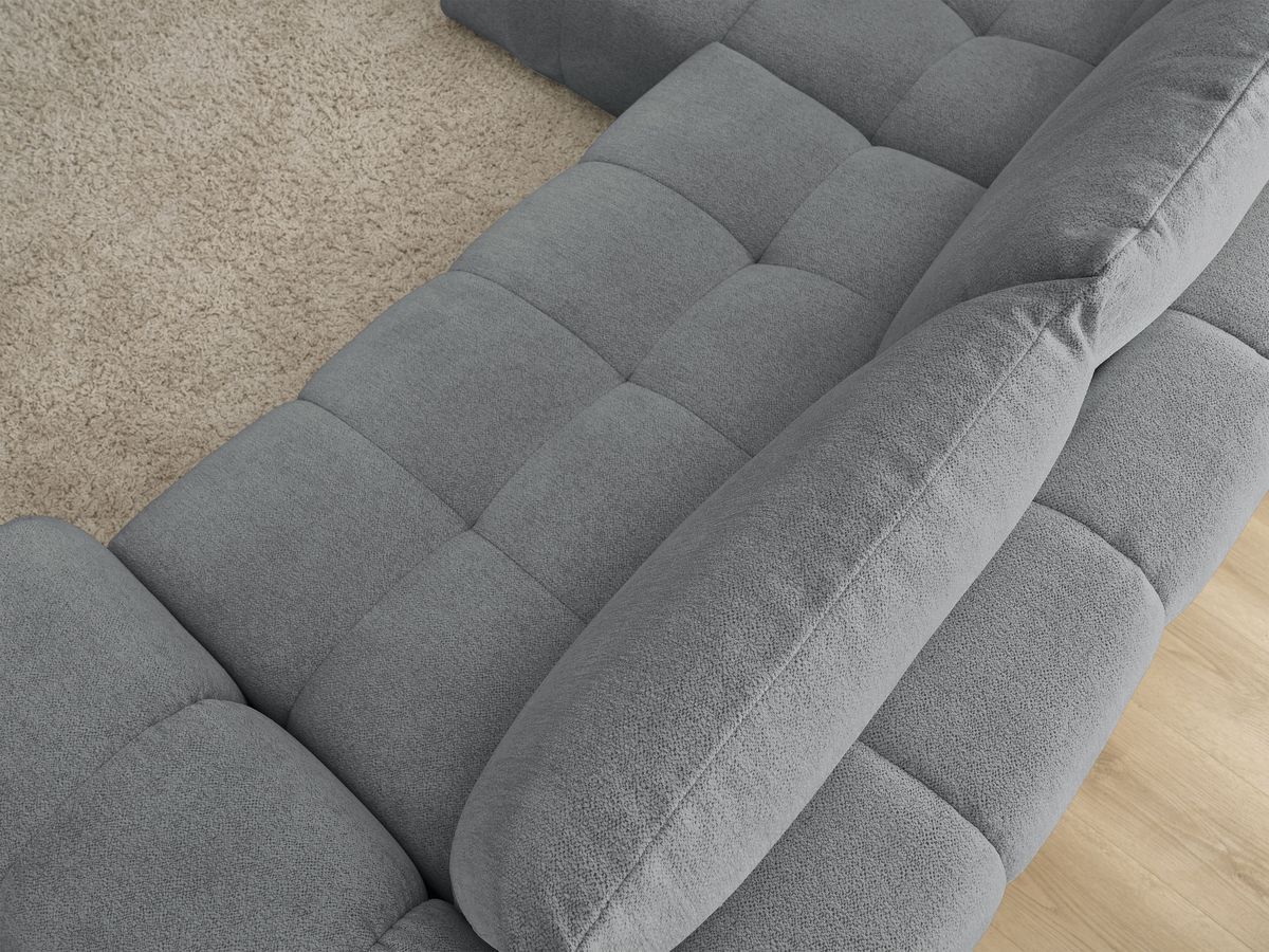 Bobochic Everest Ecksofa mit Schlaffunktion und Bettkasten 318 × 180 cm, 3 Kissen Melange-Stoff Dunkelgrau Ecke links