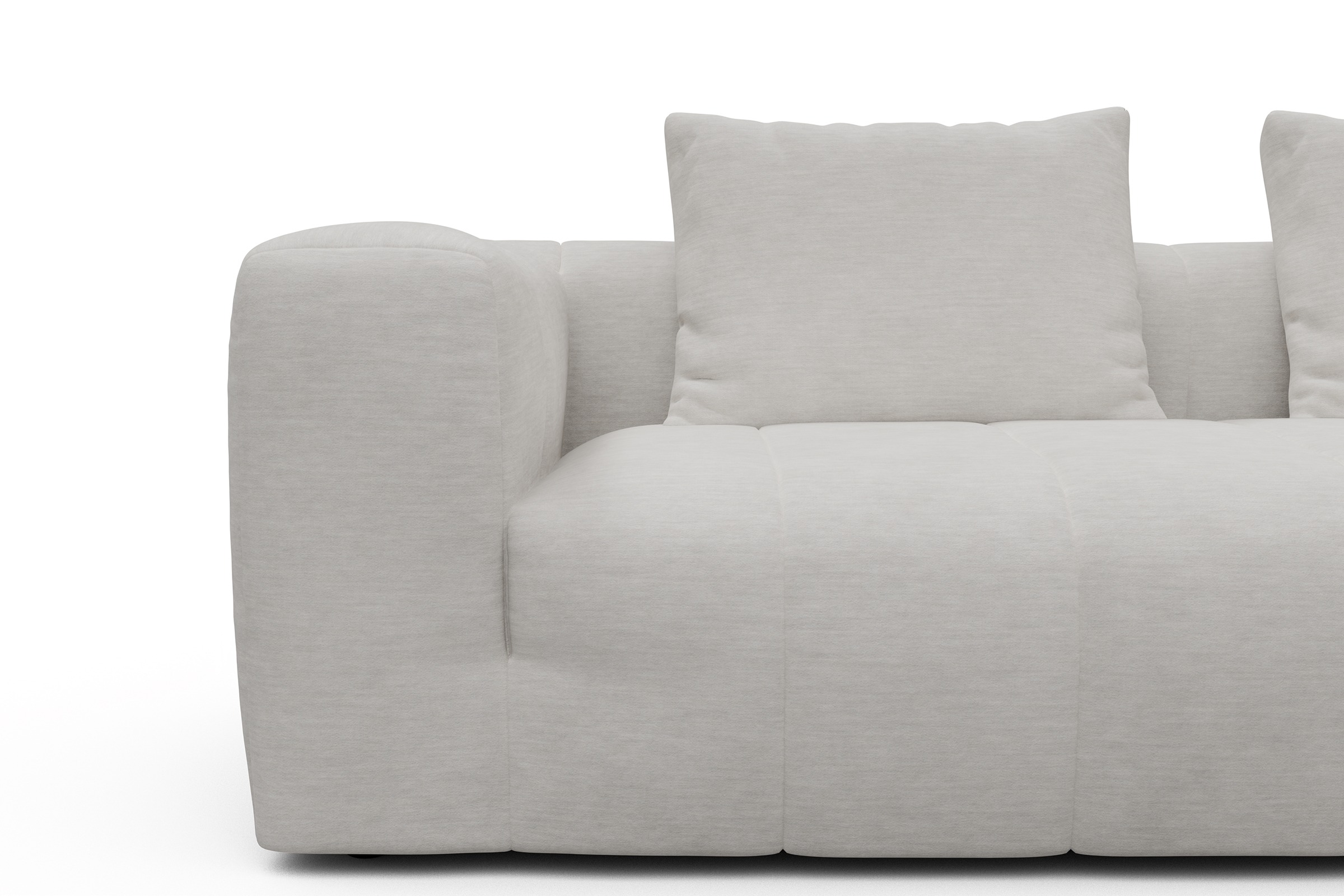 Ecksofa Hugo 2,5-Sitzer Armlehne links mit Chaiselongue Vivus-Dusty-Off-White
