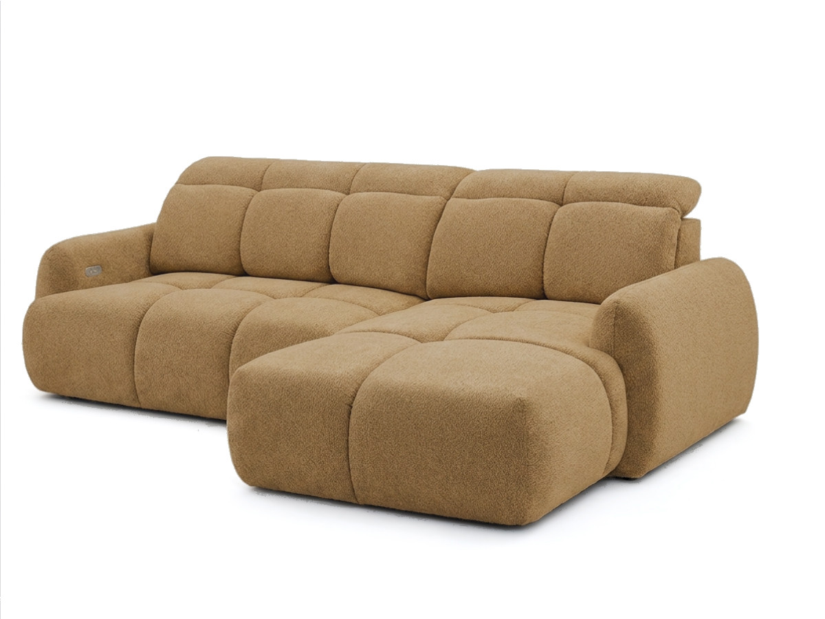 Bobochic Ruby Ecksofa mit Schlaffunktion und Bettkasten Chenille Gelb Ecke rechts