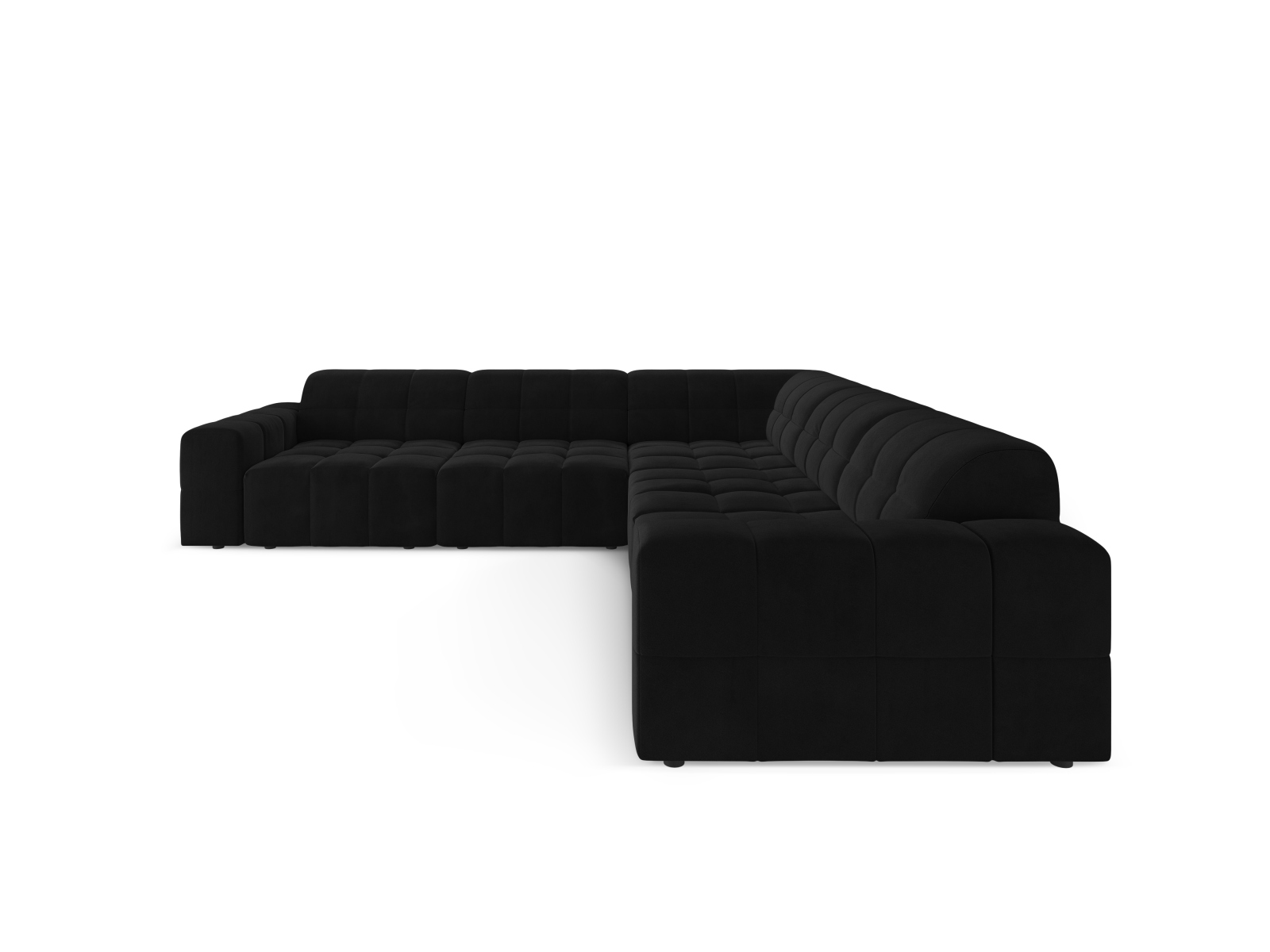 Cosmopolitan Design Symmetrisches Ecksofa Chicago 4-Sitzer Samt Bluvel Schwarz