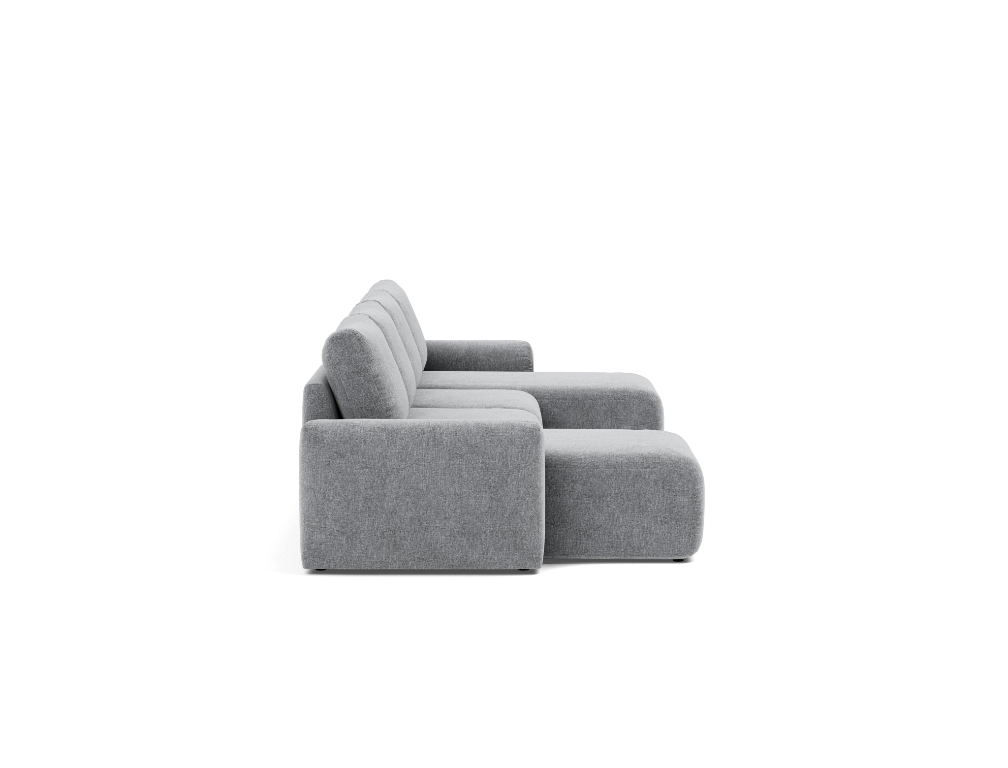 Schlafsofa Norum U-Form mit Chunky-Armlehnen Strukturierter Stoff Twist 565-Granite