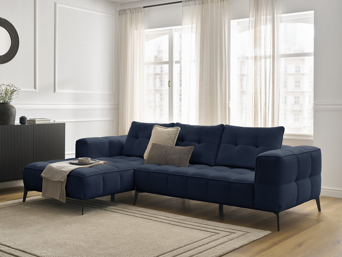 Bobochic Anis Ecksofa Strukturstoff Blau Ecke links