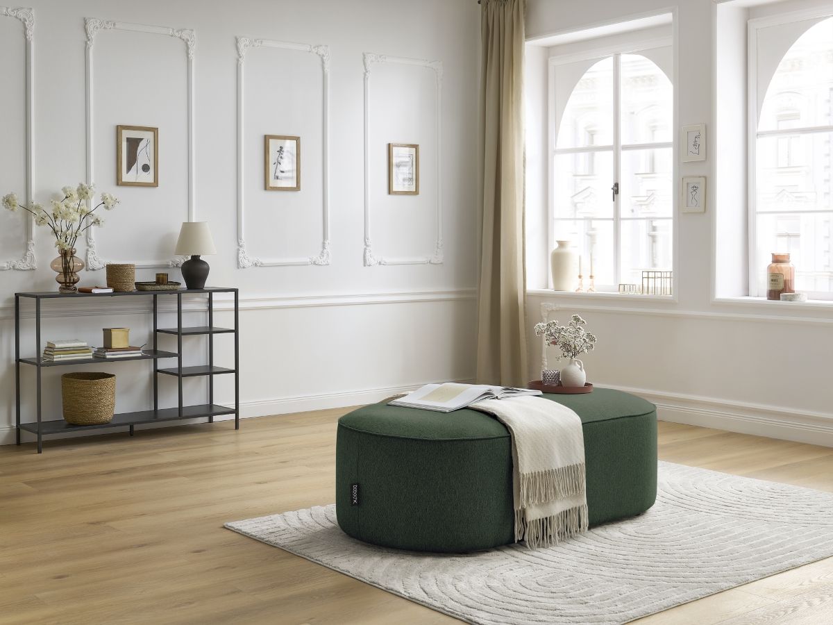 Bobochic Rousseau Pouf Melange-Stoff Grün