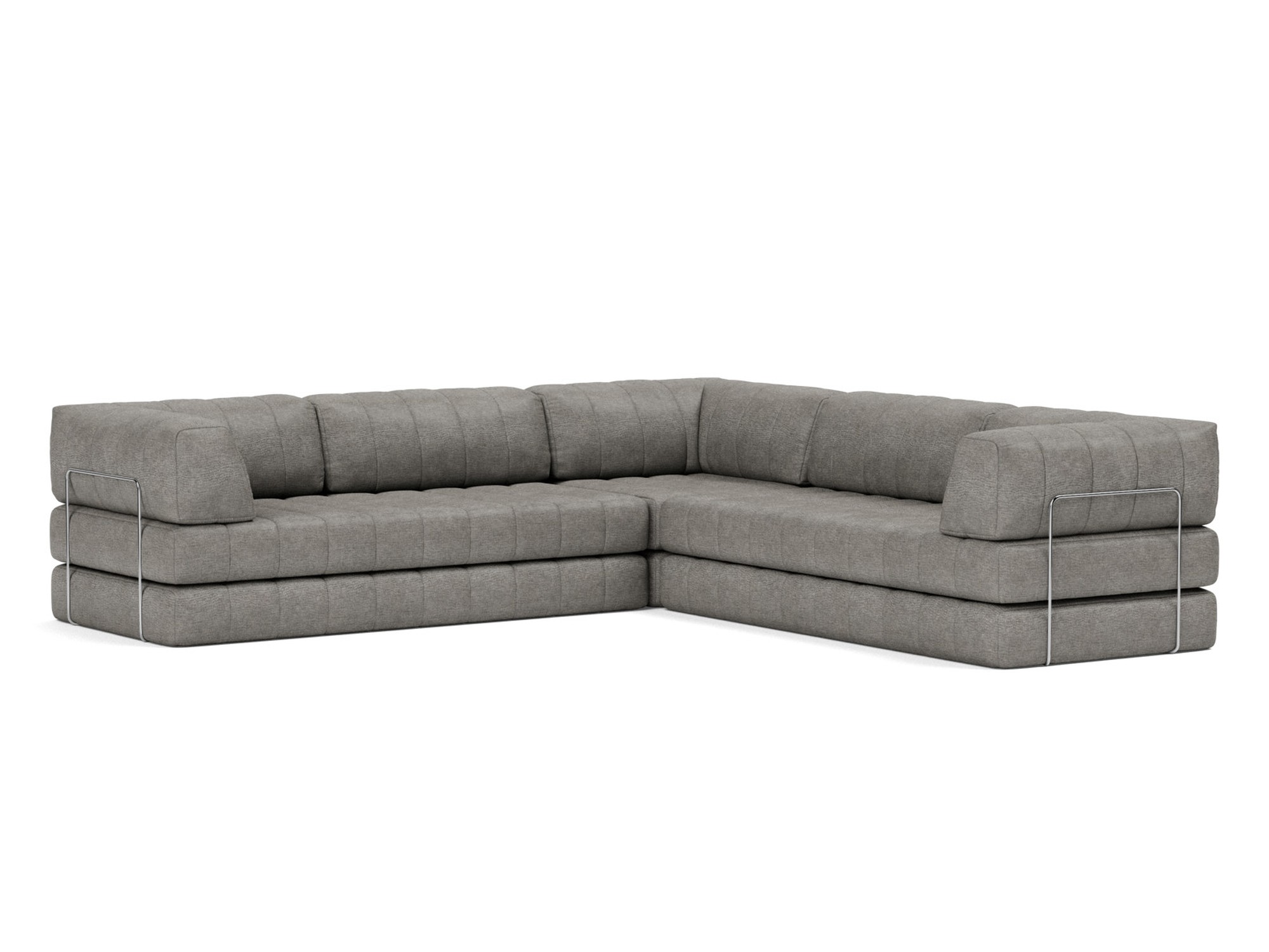 Eck-Schlafsofa CozyPad mit Armlehnen Flachgewebe Avella 282-Warm-Grey