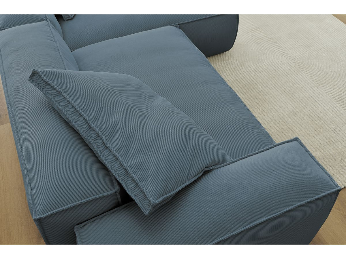 Bobochic Boheme Ecksofa, 3 Kissen Cordsamt Blau
