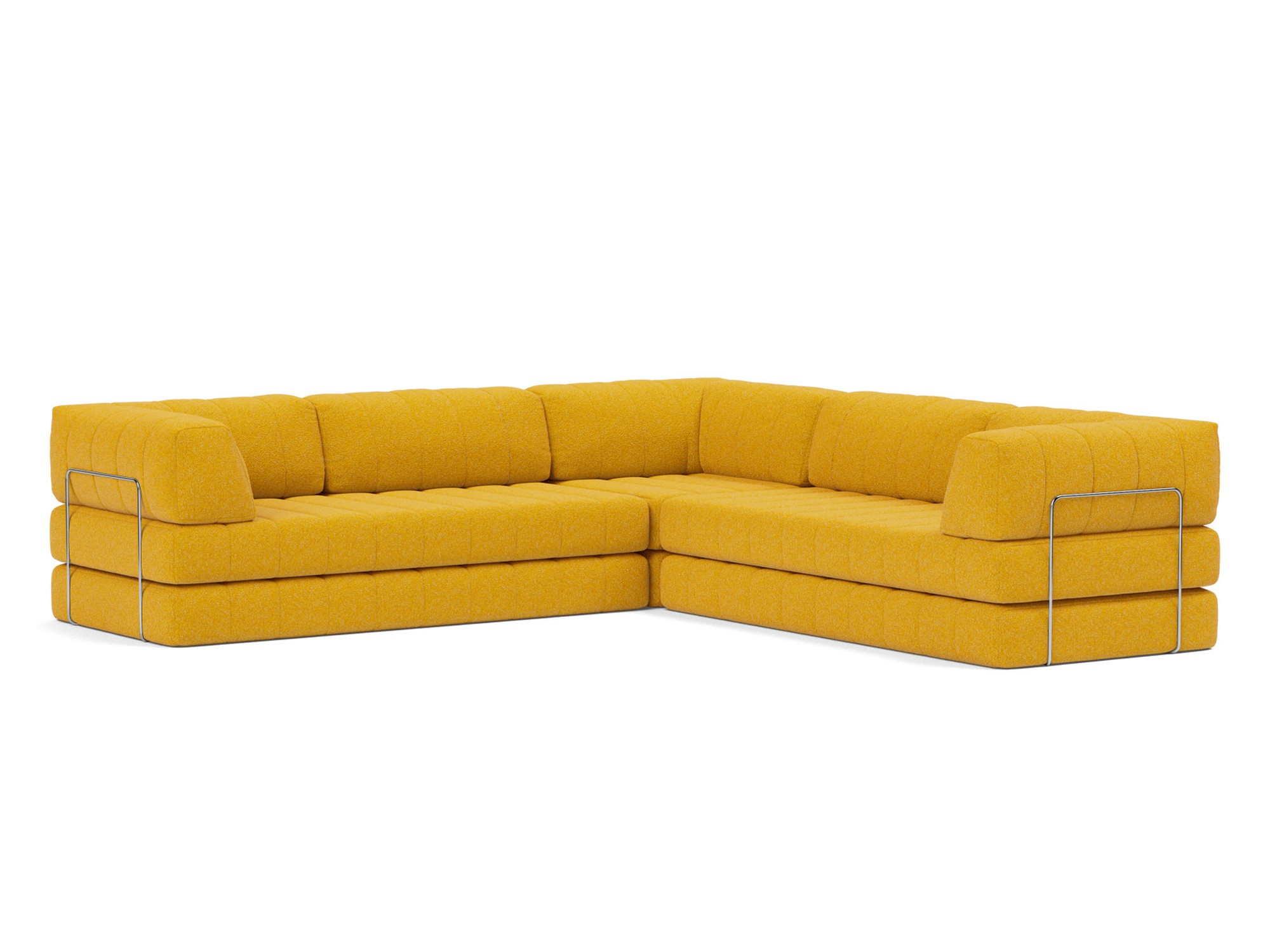 Eck-Schlafsofa CozyPad mit Armlehnen Boucle Skandi 536-Ochre