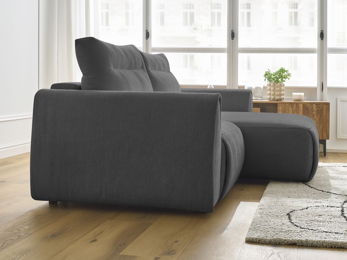 Bobochic Aden Ecksofa 246 × 152 cm Stoff Dunkelgrau Ecke rechts