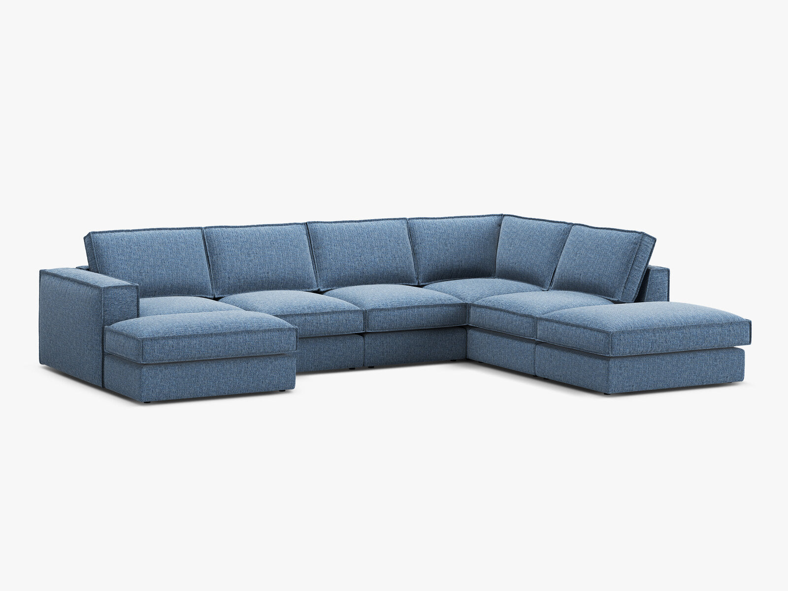 Micadoni modulares Panorama Ecksofa Pola 5-Sitzer Rechts Strukturierter Stoff Babel Dunkelblau