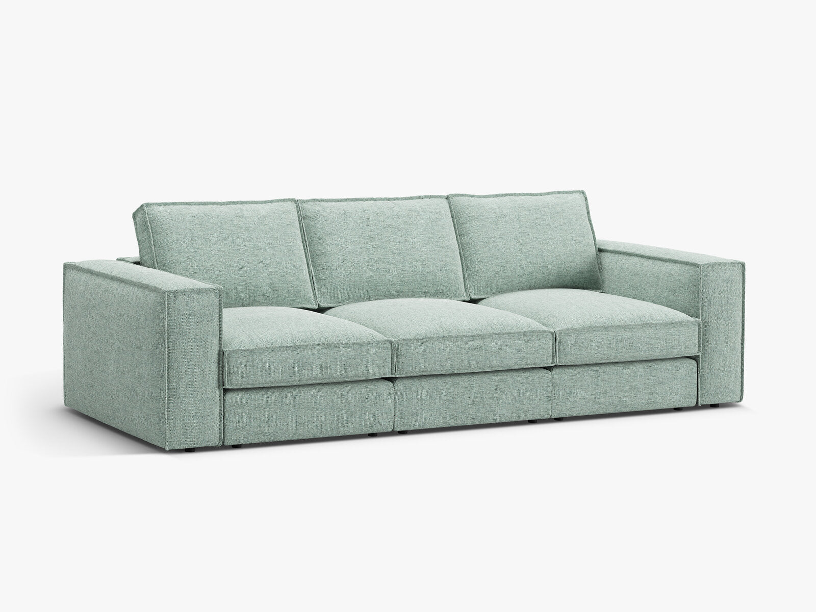 Micadoni modulares Sofa Pola 4-Sitzer Strukturierter Stoff Babel Minze