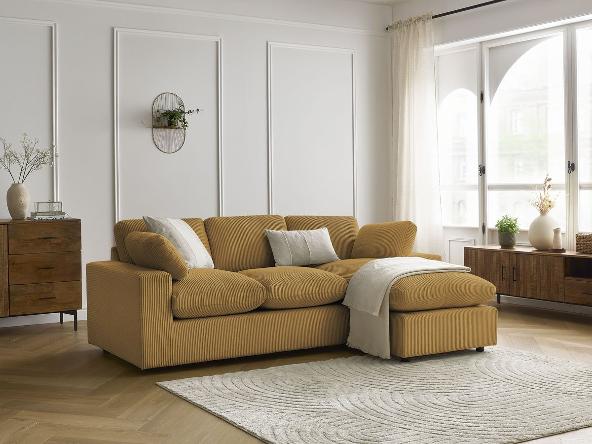 Bobochic Belair Ecksofa 220 × 139 cm Cordsamt Gelb