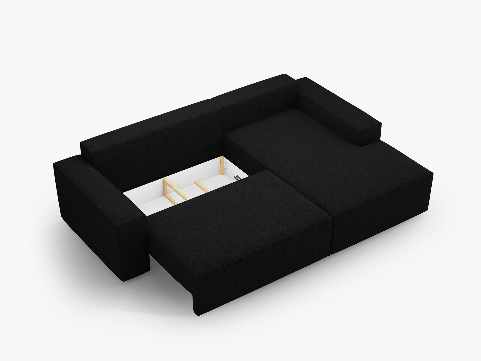 Micadoni Schlaf-Ecksofa Jodie 3-Sitzer Rechts Boucle Schwarz