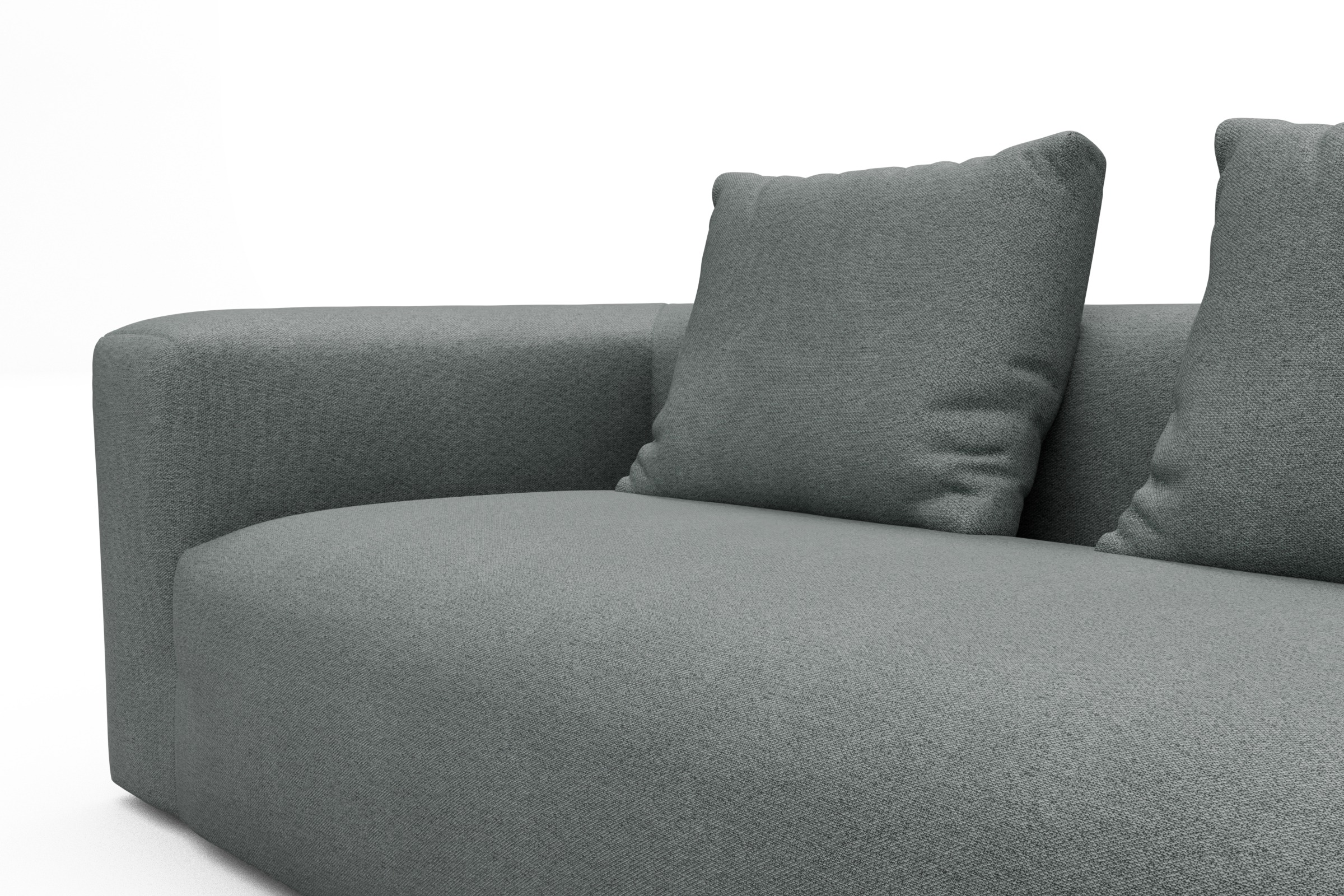 Wohnlandschaft Fred Chaiselongue rechts mit 2-Sitzer und lange Armlehne links Denari-Soft-Grey