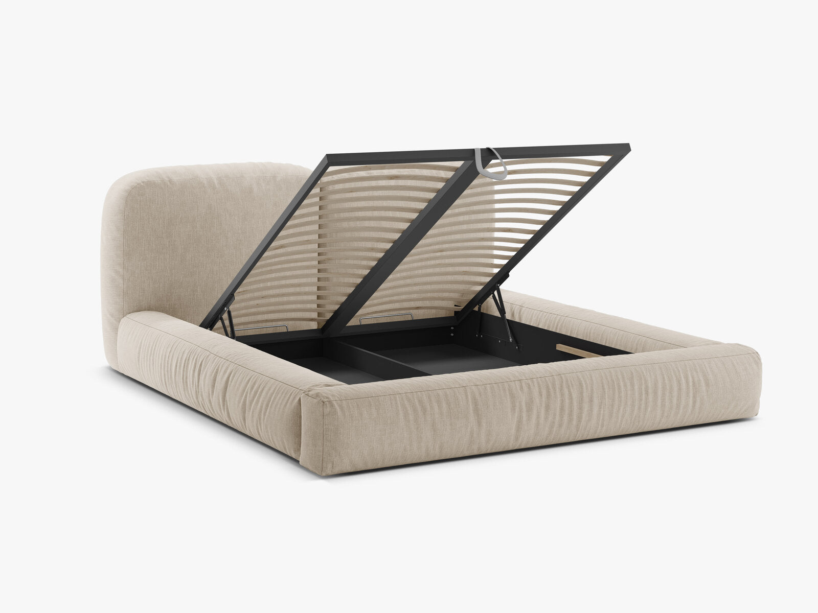 Micadoni Stauraumbett mit Kopfteil Martina Strukturierter Stoff Boston Helles Beige 200x200