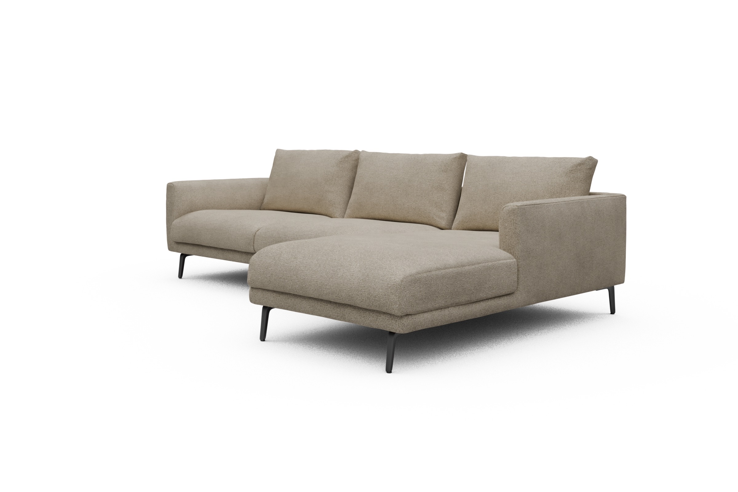 Ecksofa Karl Chaiselongue rechts mit 2,5-Sitzer Boucle-Belge