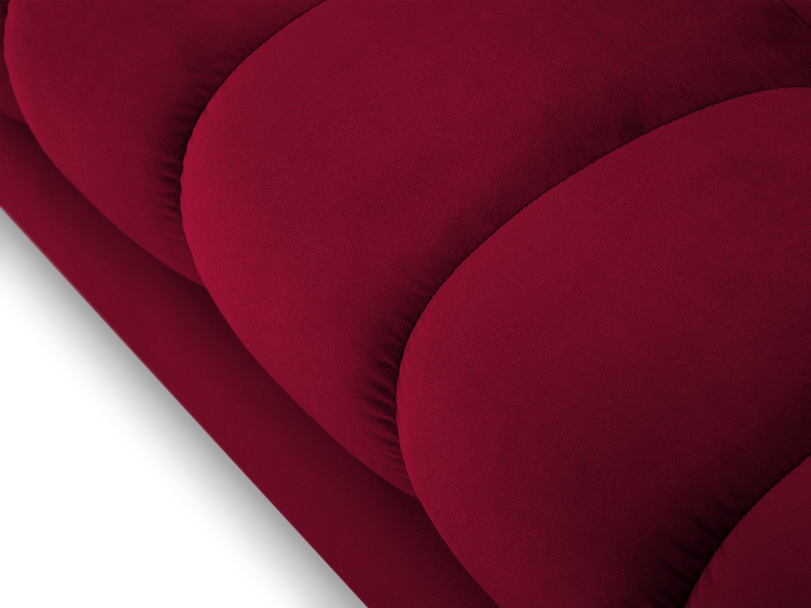 Cosmopolitan Design Ecksofa Bali 5-Sitzer Samt Bluvel Rot Rechts Beine Schwarzes Metall