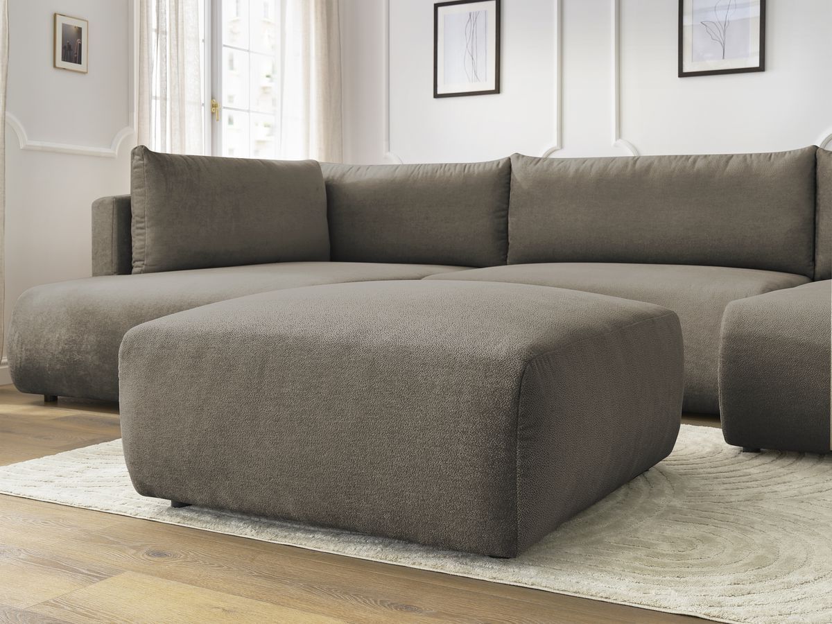 Bobochic Lucien Wohnlandschaft mit Pouf Stoff Taupe Ecke rechts
