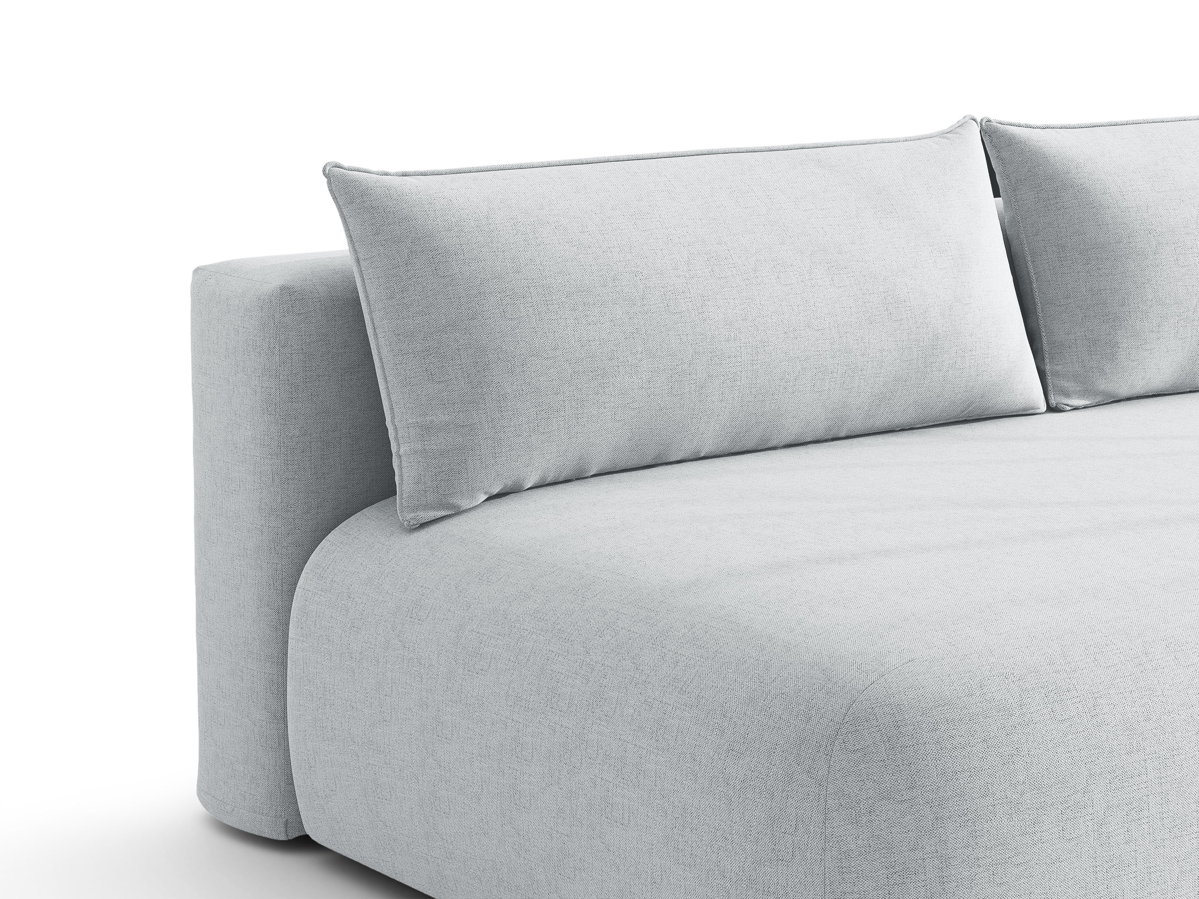 Micadoni Hena Schlafsofa 3-Sitzer mit Bettkasten Strukturierter Stoff Moly Hellgrau