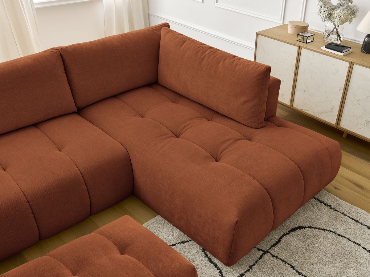 Bobochic Fuji Wohnlandschaft mit Pouf Stoff Orange Ecke links