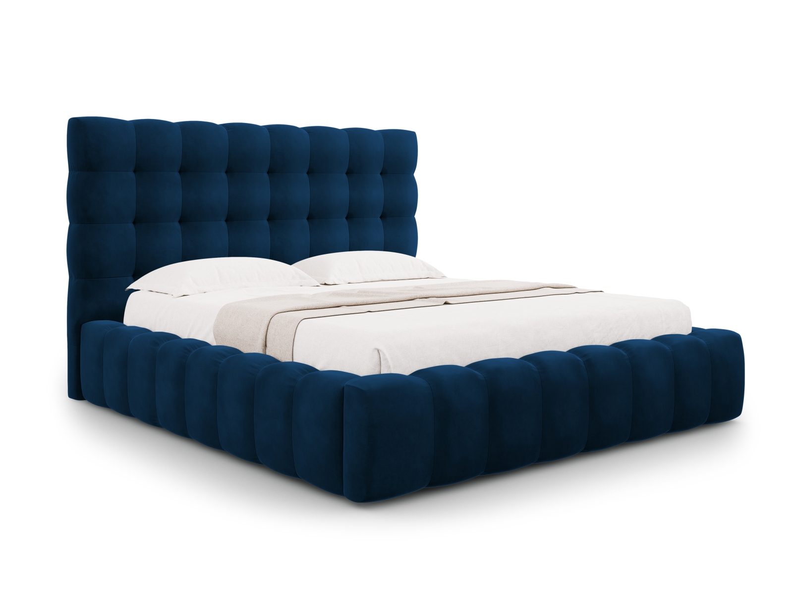 Micadoni Stauraumbett mit Kopfteil Mamaia Samt Bluvel Königsblau 160x200
