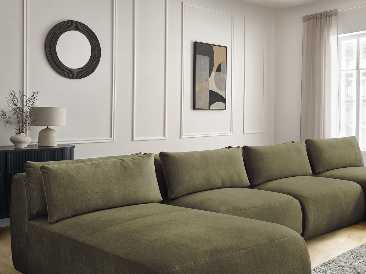 Bobochic Jana Wohnlandschaft mit großem Pouf Samt Grün