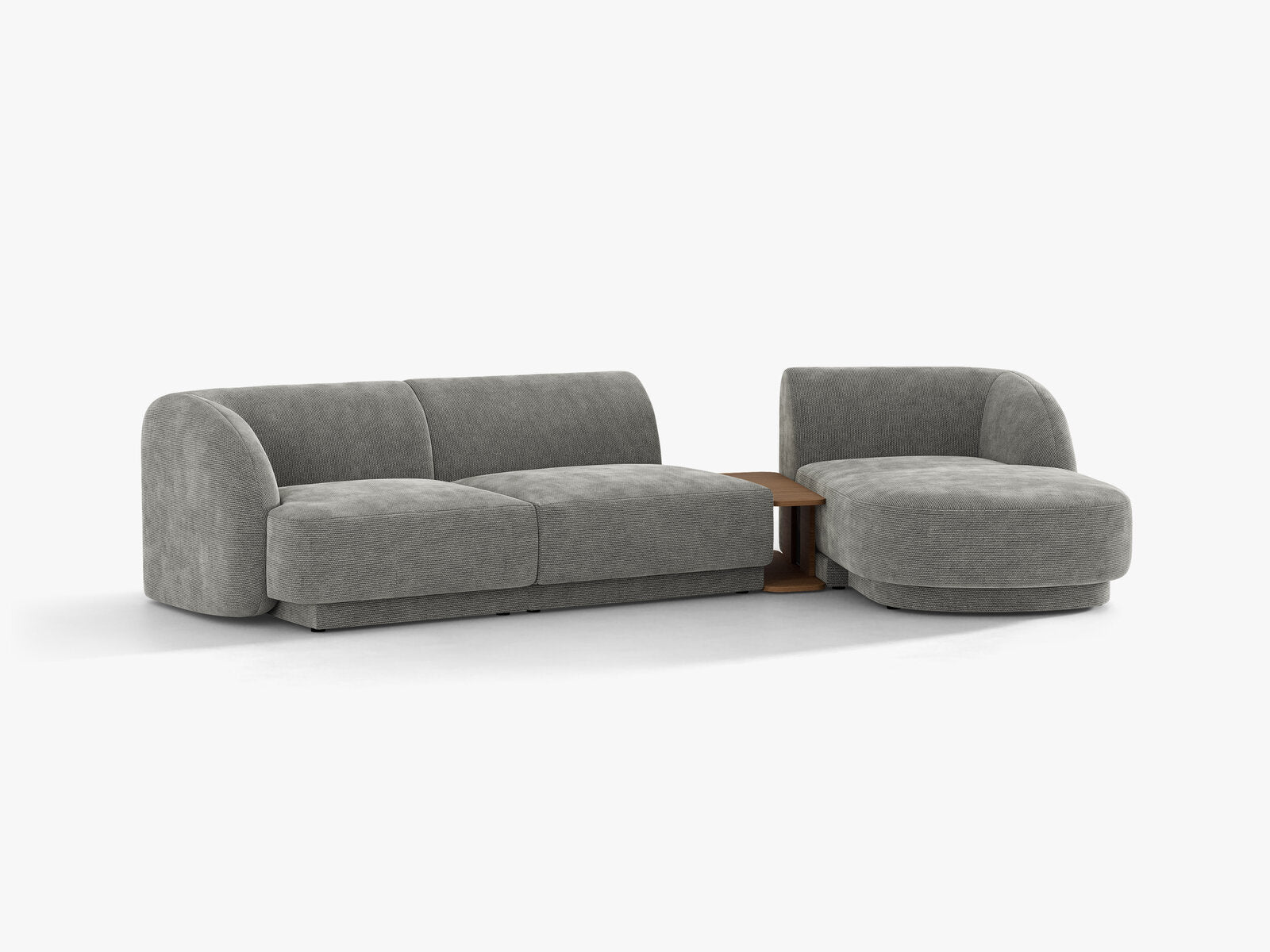 Micadoni Modulares Sofa Miley mit Recamiere 3-Sitzer Rechts Chenille Eden Hellgrau