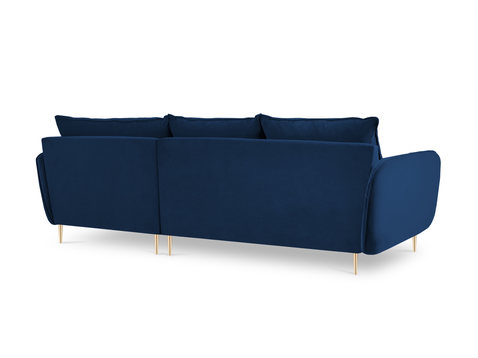 Cosmopolitan Design Ecksofa Vienna 5-Sitzer Samt Bluvel Königsblau Rechts Beine Gold