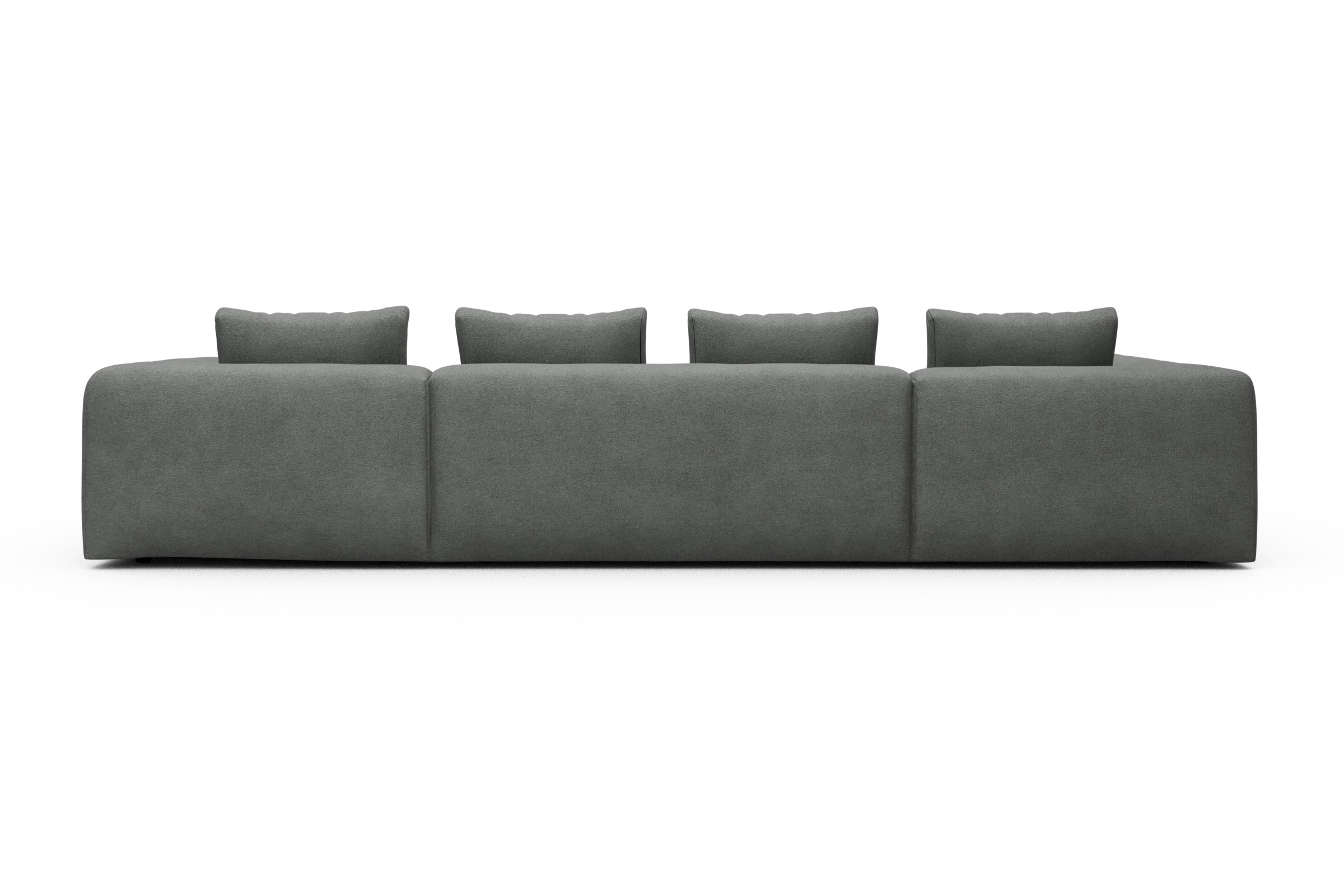 Wohnlandschaft Fred Relax-Ecke links mit 2-Sitzer und Chaiselongue rechts Boucle Skandi 533-Ash-Grey