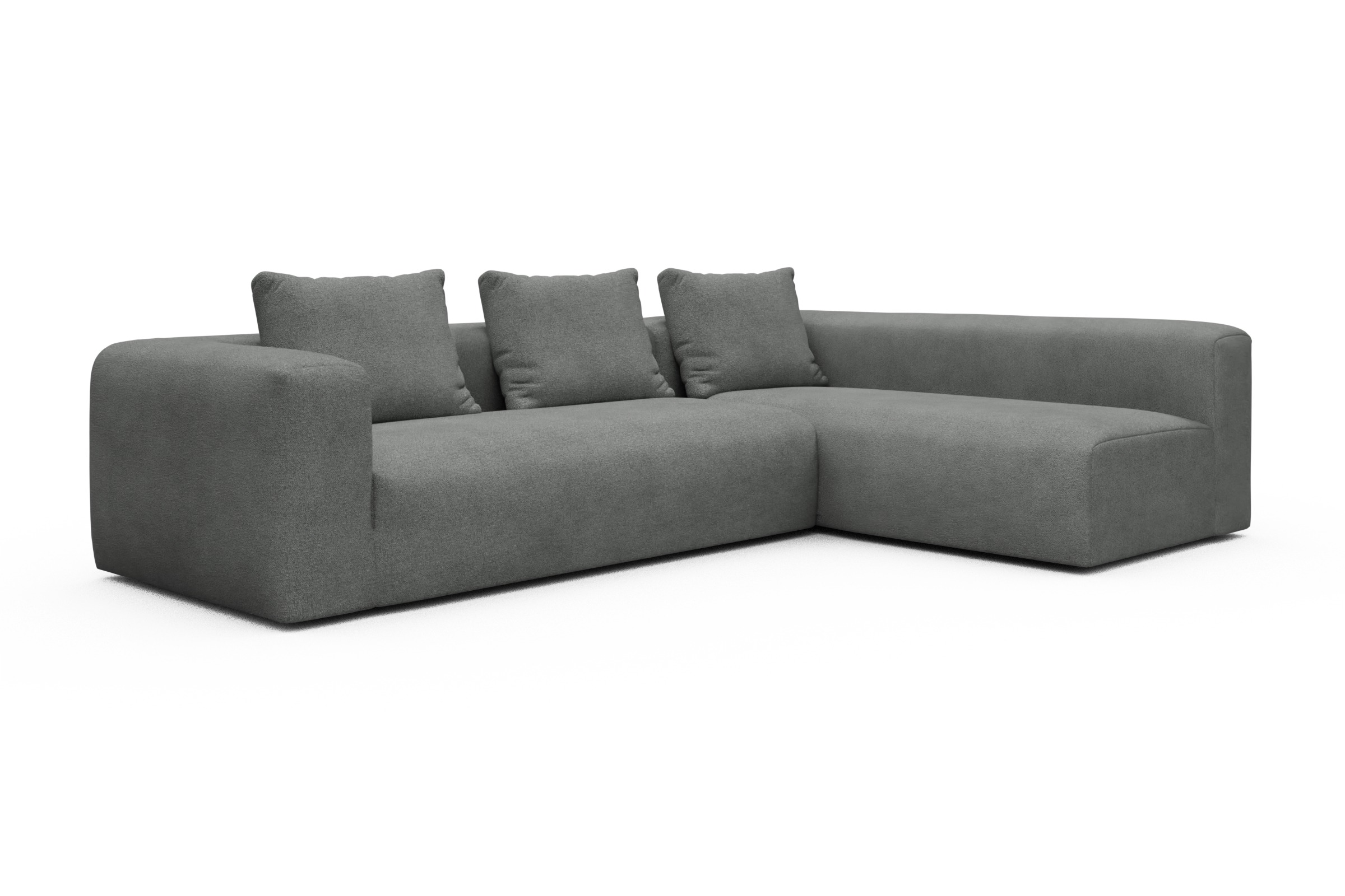 Ecksofa Fred 2x 2,5-Sitzer rechts offen Boucle-Ash-Grey