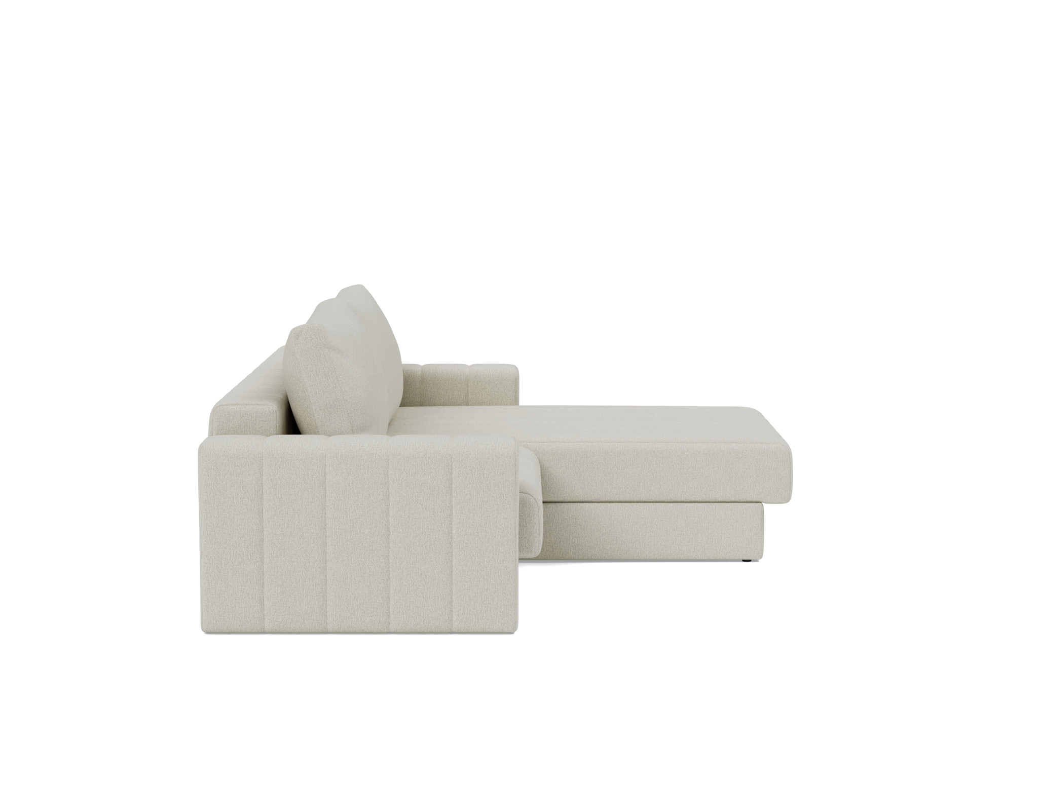 Schlafsofa Akello mit Chaiselongue und Armlehnen Flachgewebe Mixed Dance 527-Natural