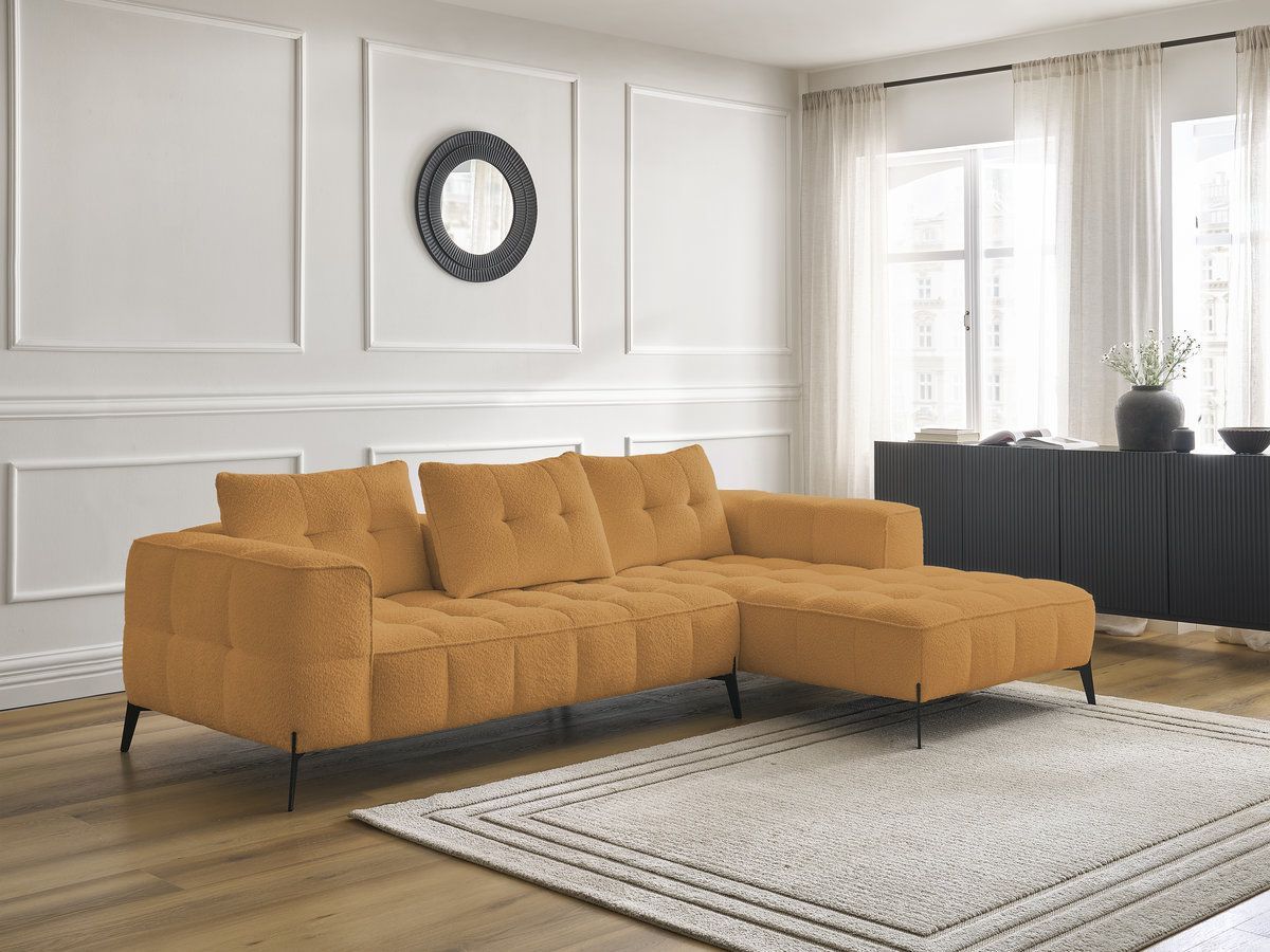 Bobochic Anis Ecksofa Bouclé-Stoff Gelb Ecke rechts