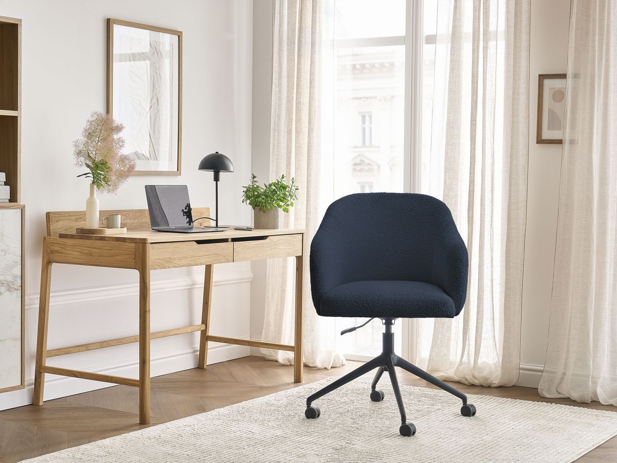 Bobochic Sophie Bürostuhl Bouclé-Stoff Dunkelblau