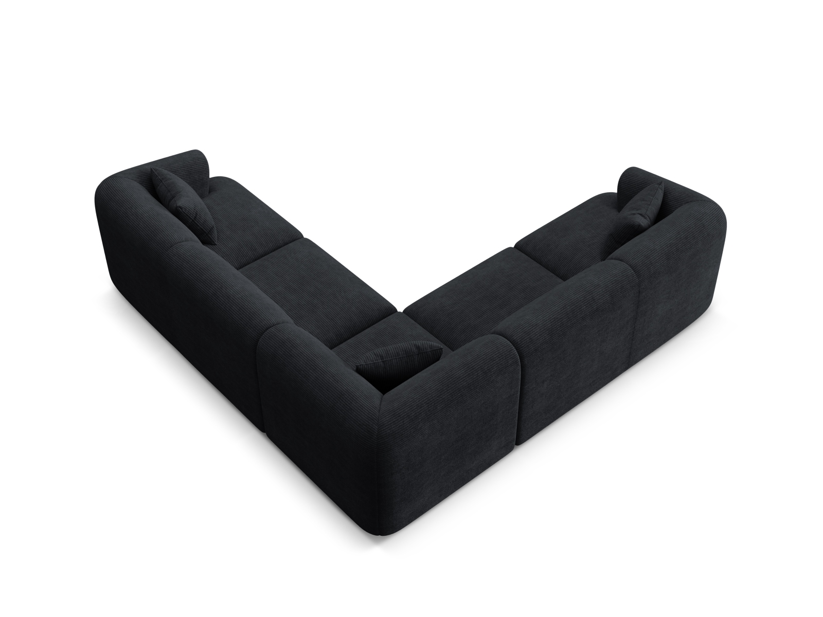 Cosmopolitan Design Symmetrisches Ecksofa Campi 6-Sitzer Kord Lincoln D Schwarz