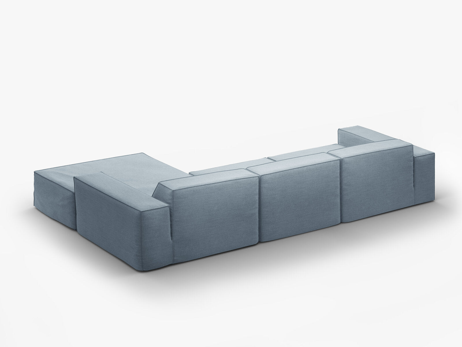 Micadoni Ecksofa Jodie 4-Sitzer Rechts Strukturierter Stoff Lins Gedämpftes Blau