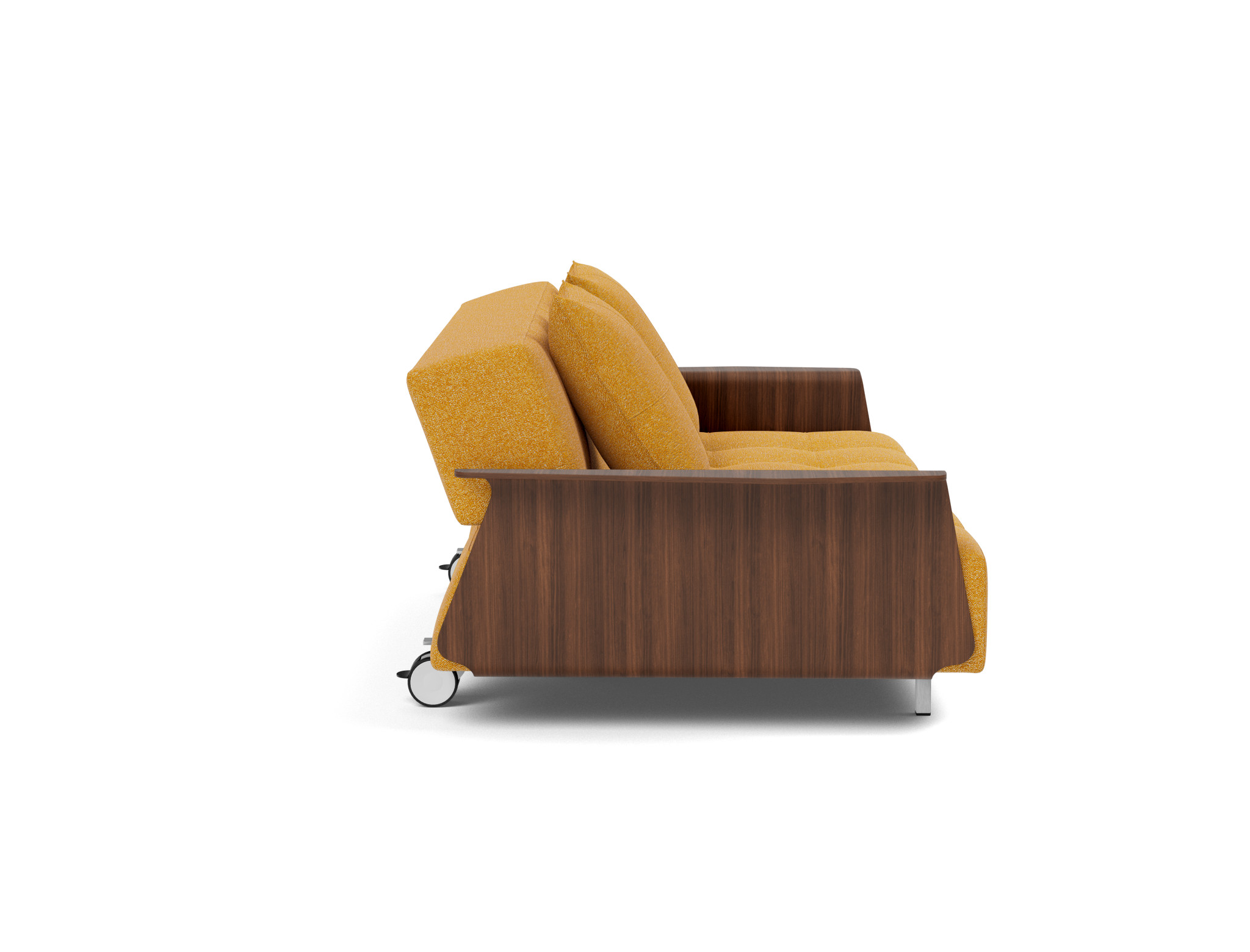 Schlafsofa Long Horn D.E.L. mit Armlehnen Boucle Skandi 536-Ochre