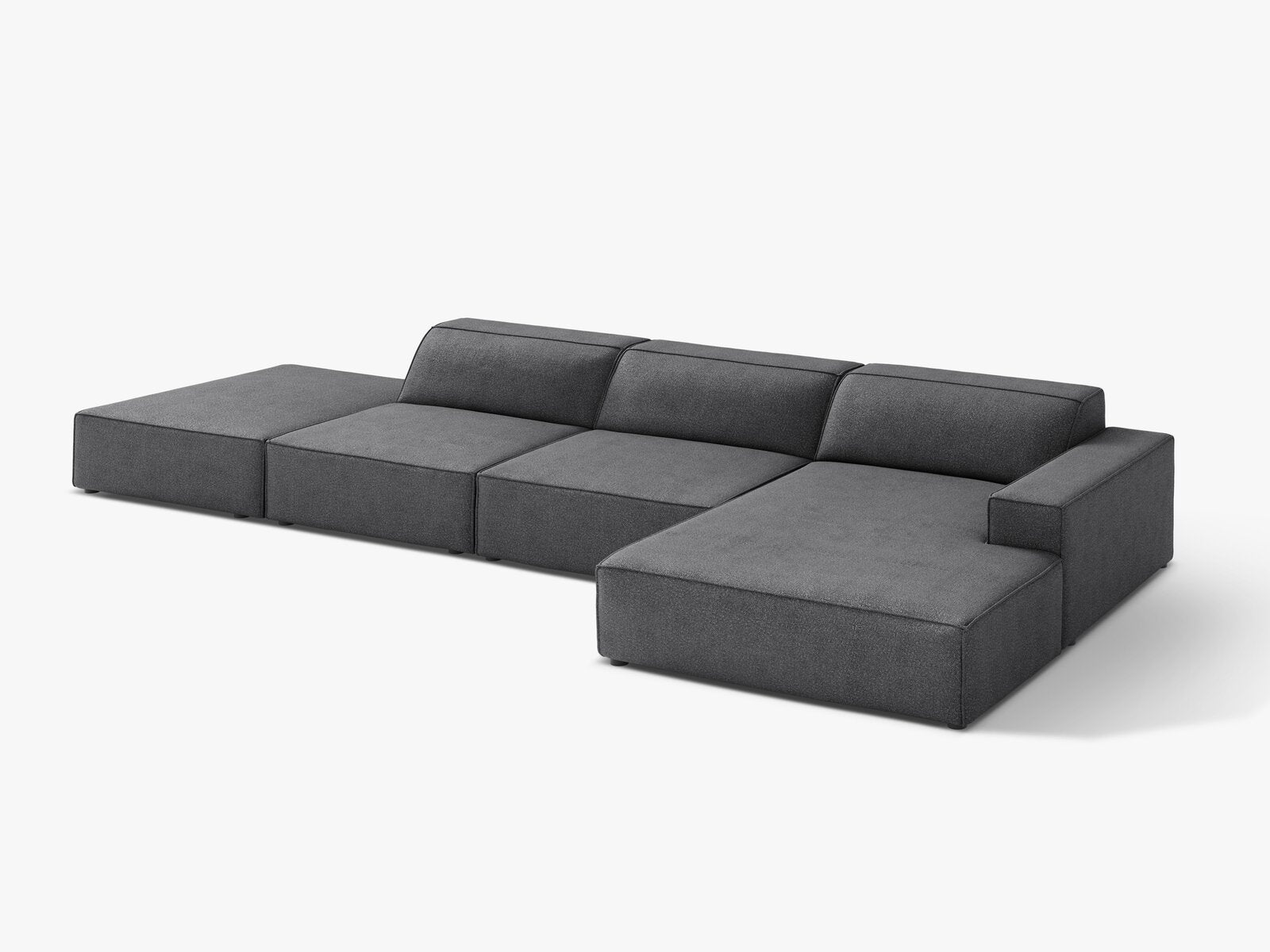 Micadoni Ecksofa Jodie 5-Sitzer Rechts Boucle Baloo Dunkelgrau