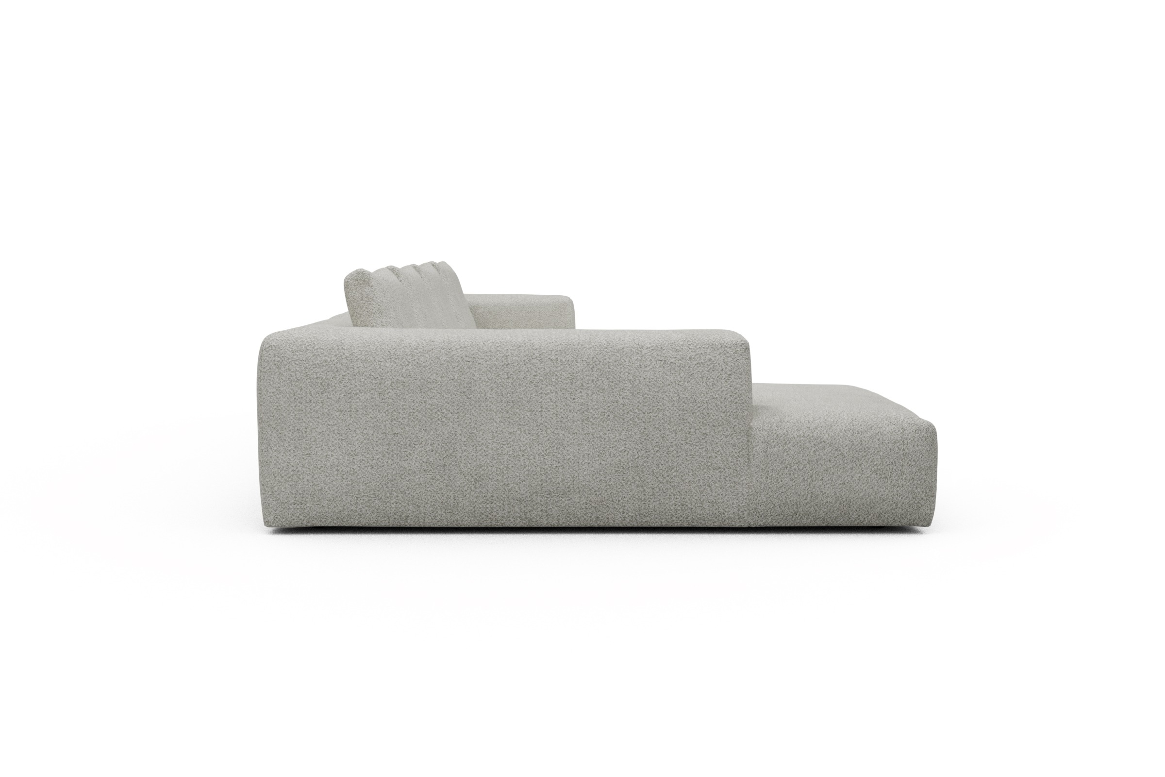 Wohnlandschaft Fred Relax-Ecke links mit 2-Sitzer und Chaiselongue rechts Vanora-Warm-Sand