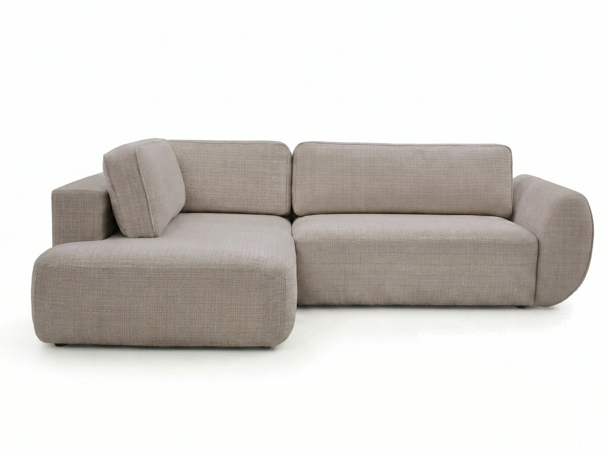 Bobochic Denise Ecksofa mit Schlaffunktion und Bettkasten 256 × 197 cm Strukturstoff Taupe Ecke links