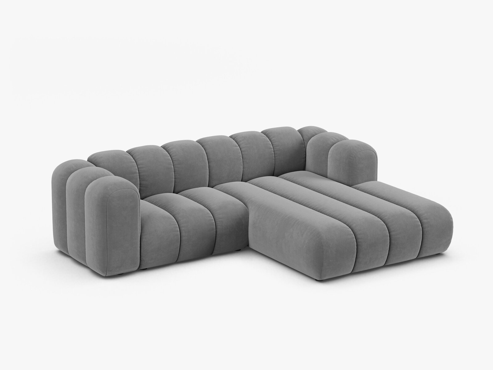 Micadoni Modulares Ecksofa Lupine 3-Sitzer Samt Venus Hellgrau Rechts