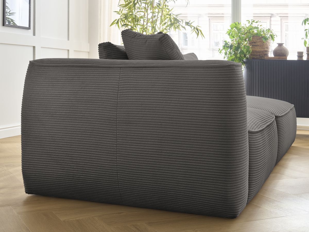 Bobochic Leopold Sofa 4-Sitzer mit Pouf Cordsamt Taupe Armlehne links