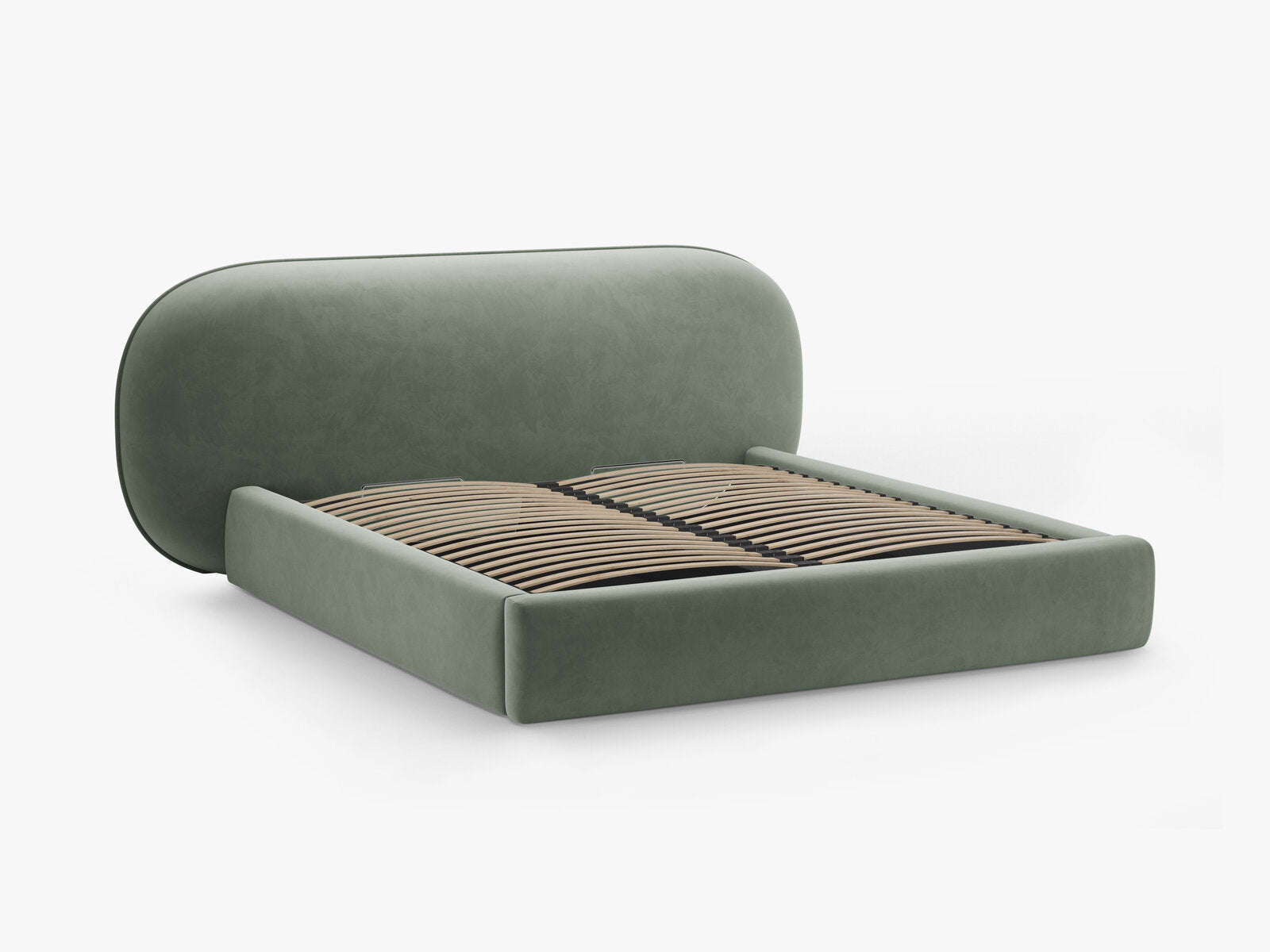 Micadoni Stauraumbett mit Kopfteil Ovalo Samt Magic Velvet Grün 200x200