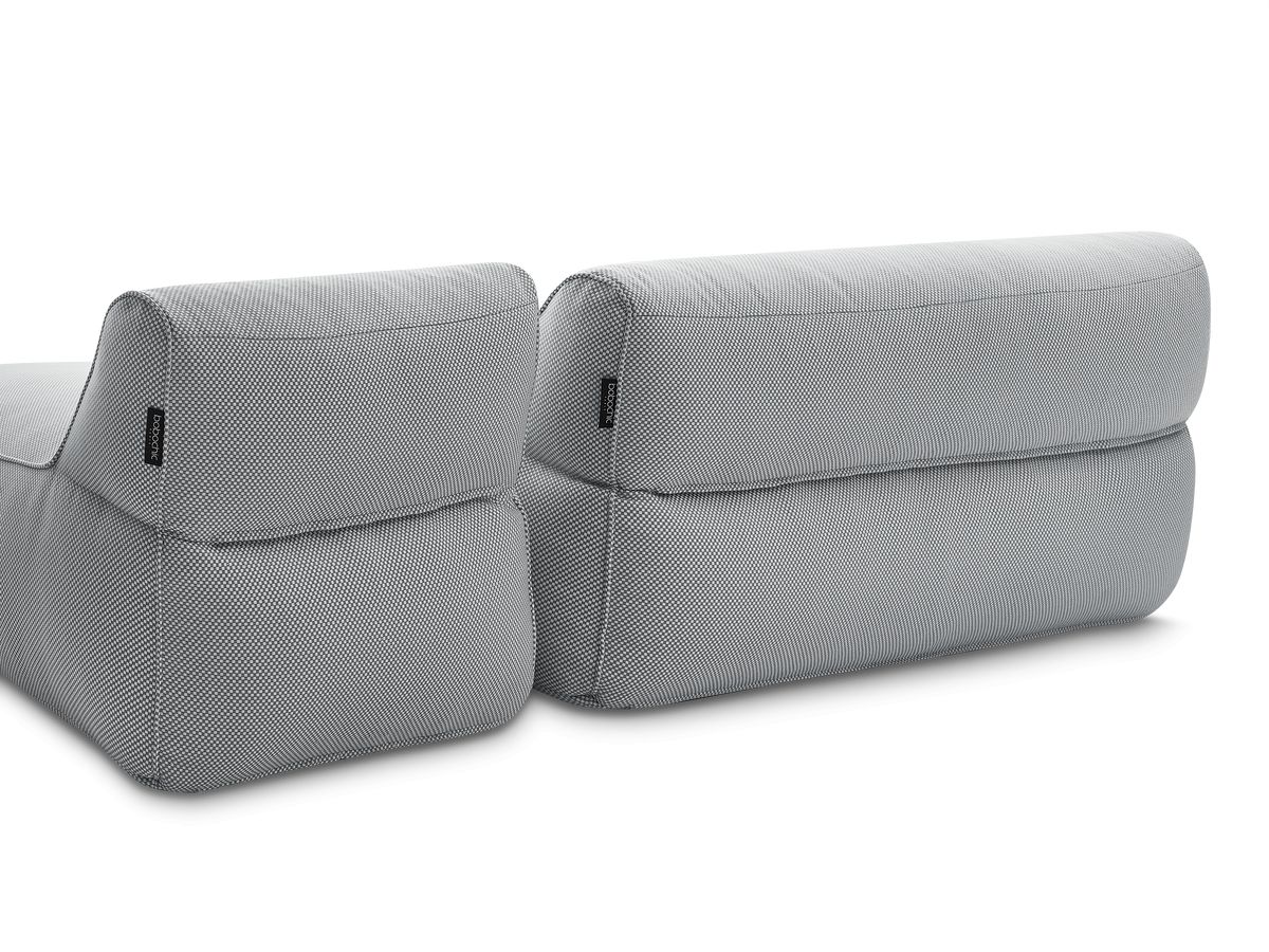 Bobochic Riviera Gartensofa 5-Sitzer mit Pouf Melange-Stoff Hellgrau