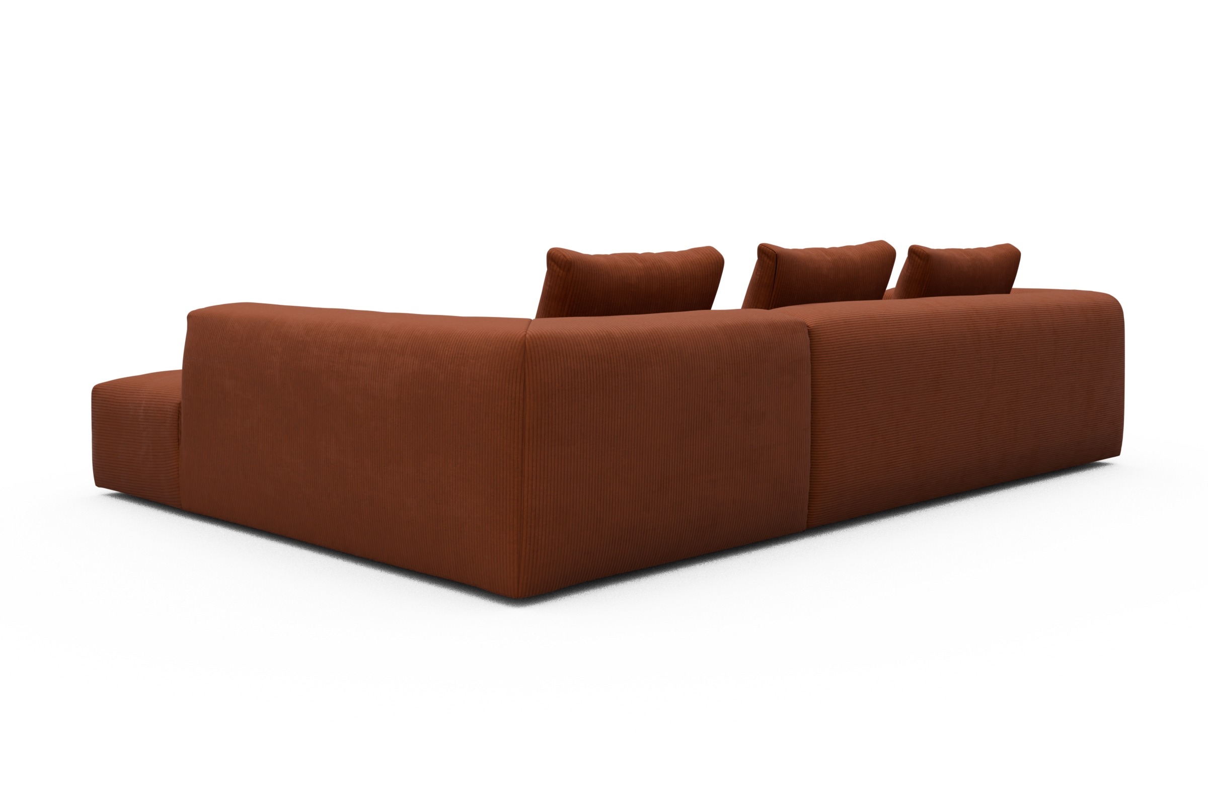 Ecksofa Fred Relax-Ecke rechts mit 2,5-Sitzer Corduroy-Burnt-Orange