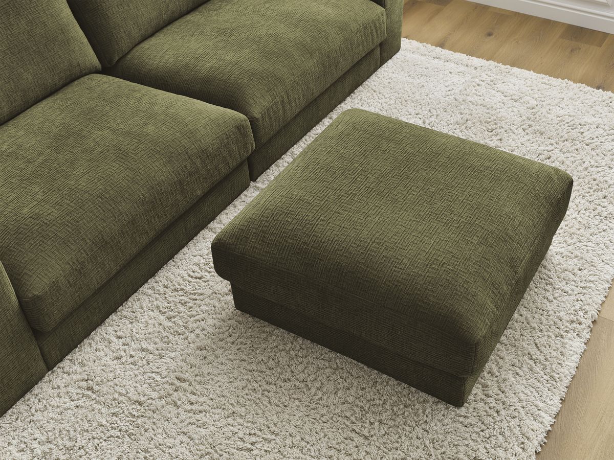 Bobochic Leonard Sofa 4-Sitzer mit Pouf 274 × 109 cm Strukturstoff Grün