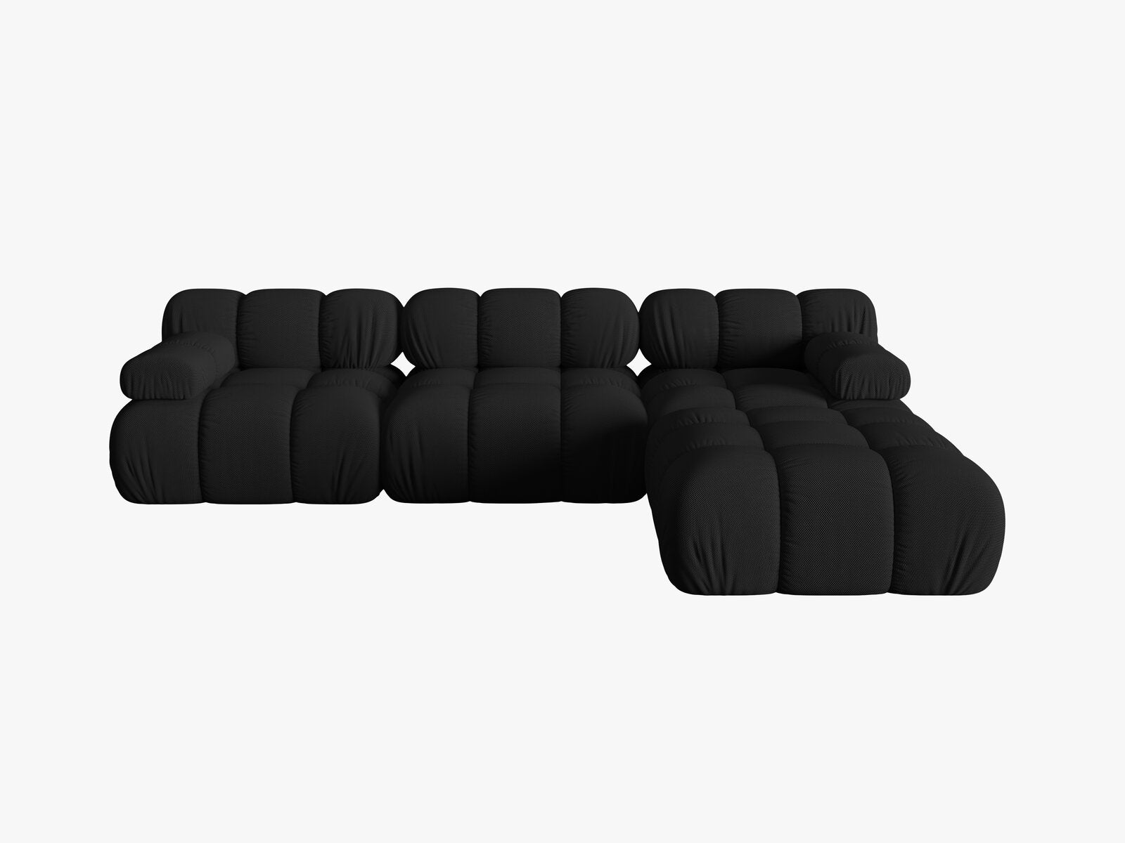 Micadoni Modulares Sofa Bellis 4-Sitzer mit flachem Modul 3D-Stoff Sonic Schwarz