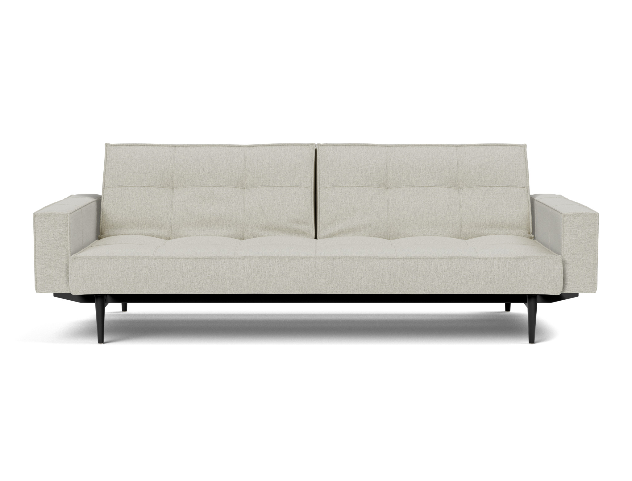 Schlafsofa Splitback mit Armlehnen Flachgewebe Mixed Dance 527-Natural Beine Styletto Eiche schwarz